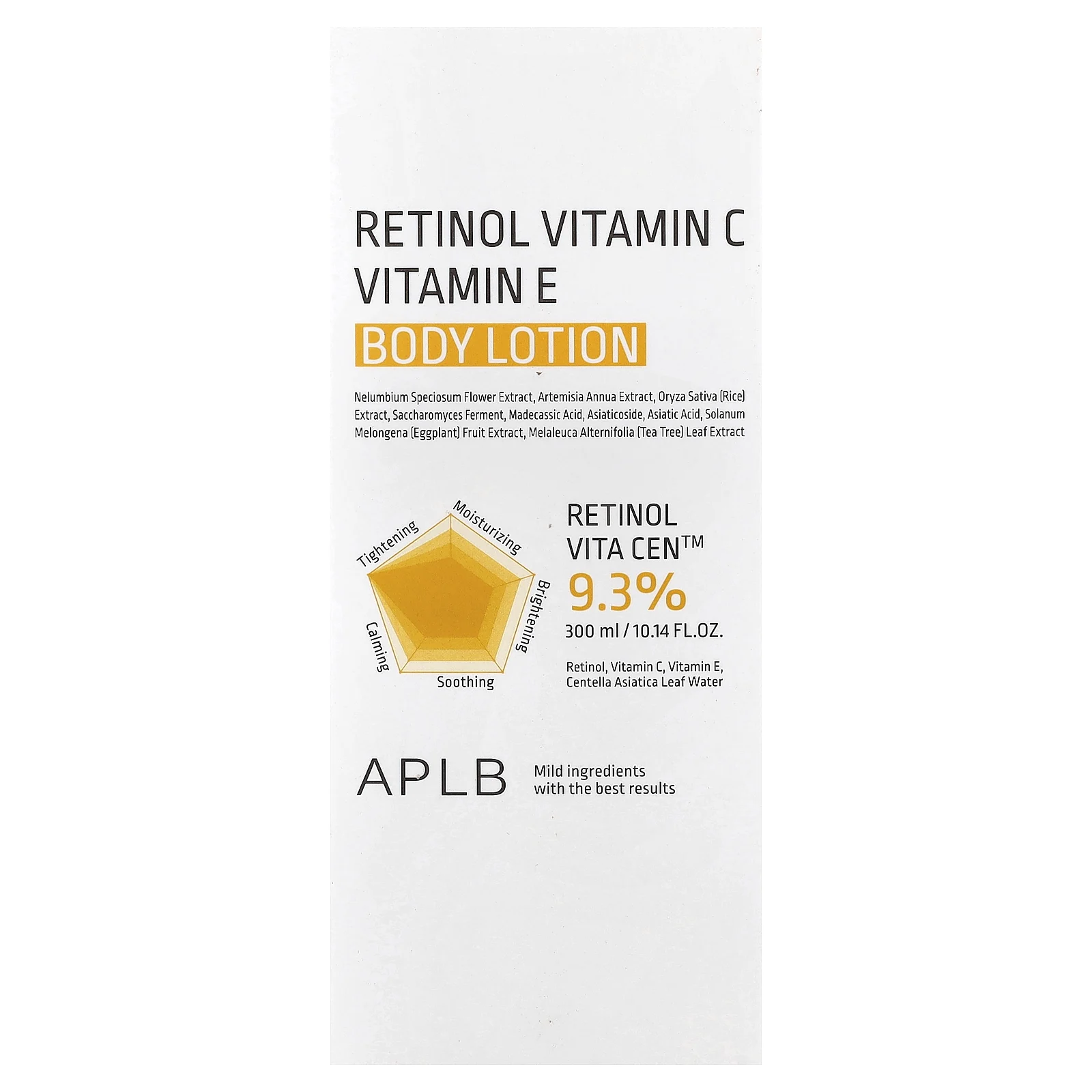 APLB, Retinol Vitamin C, лосьон для тела с витамином E, 300 мл (10,14 жидк. Унции)