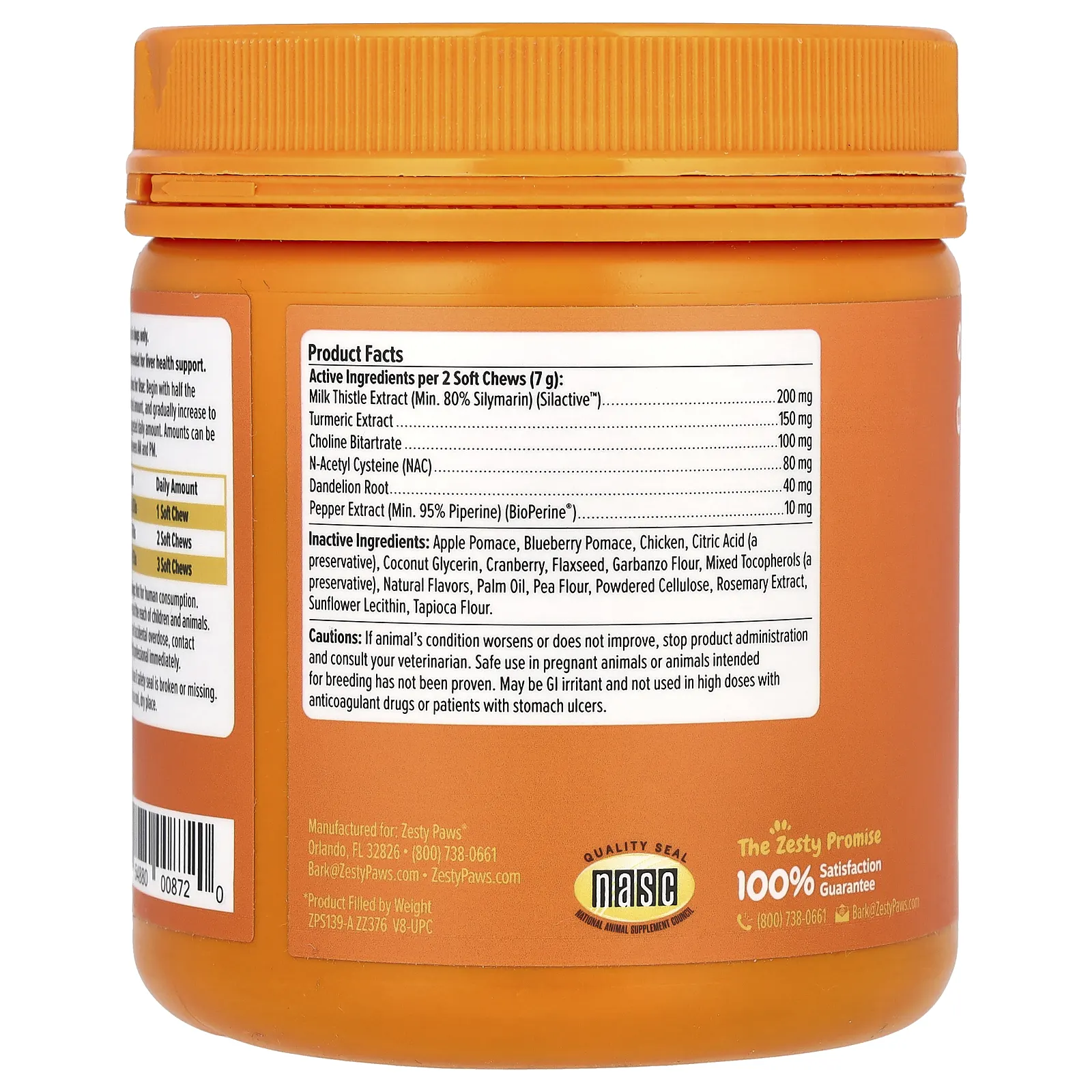 Zesty Paws, Поддержка печени, для собак, для всех возрастов, курица, 90 жевательных таблеток, 315 г (11,1 унции)