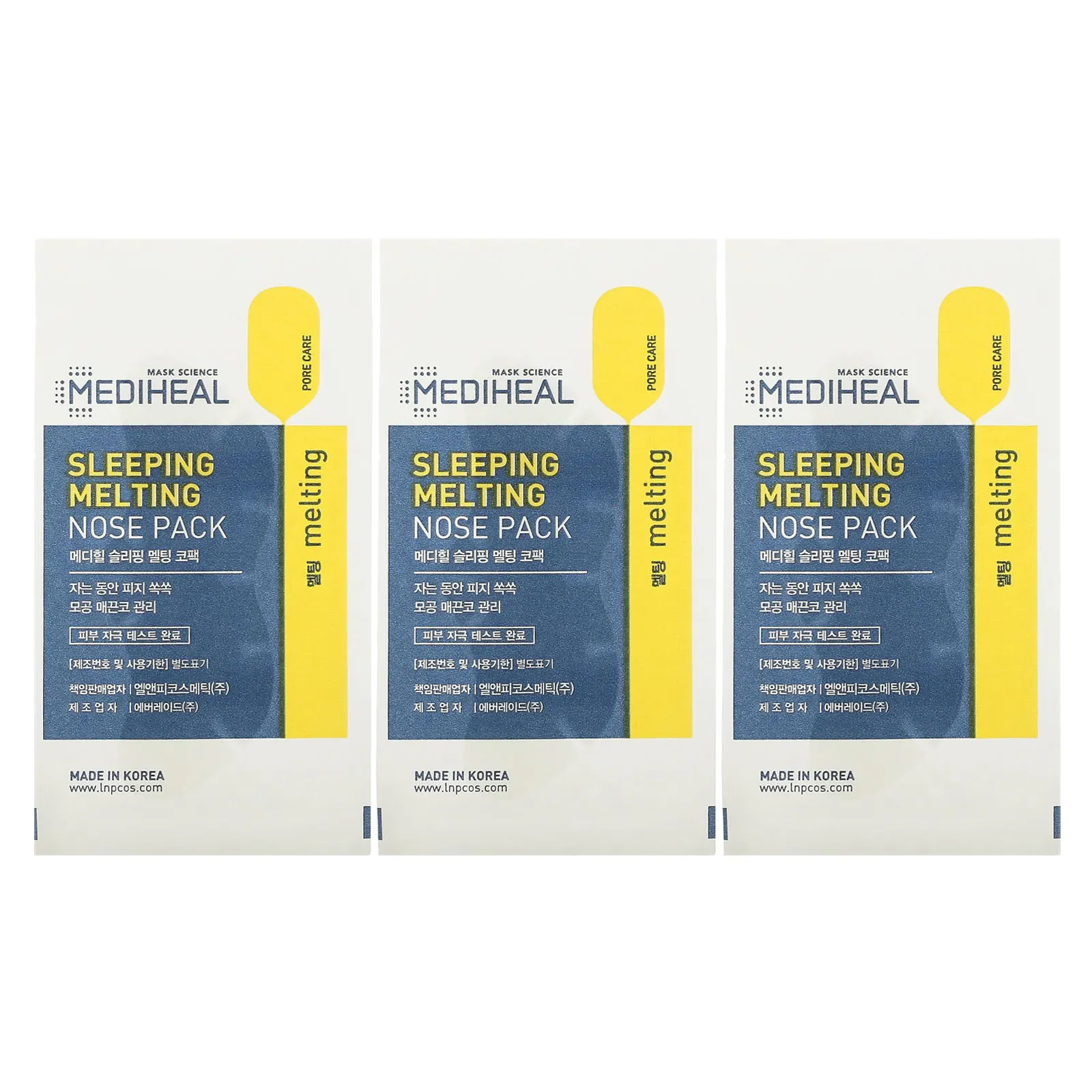 MEDIHEAL, Sleeping Melting Nose Pack, набор из 3