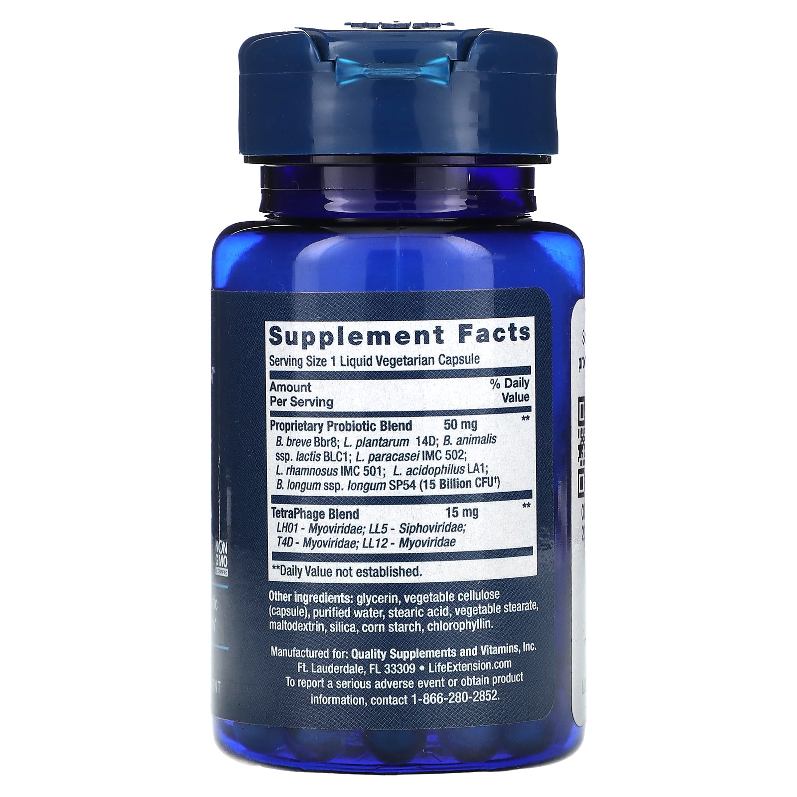 Life Extension, Florassist, пробиотик для ЖКТ с фаговой технологией, 30 вегетарианских капсул с жидкостью