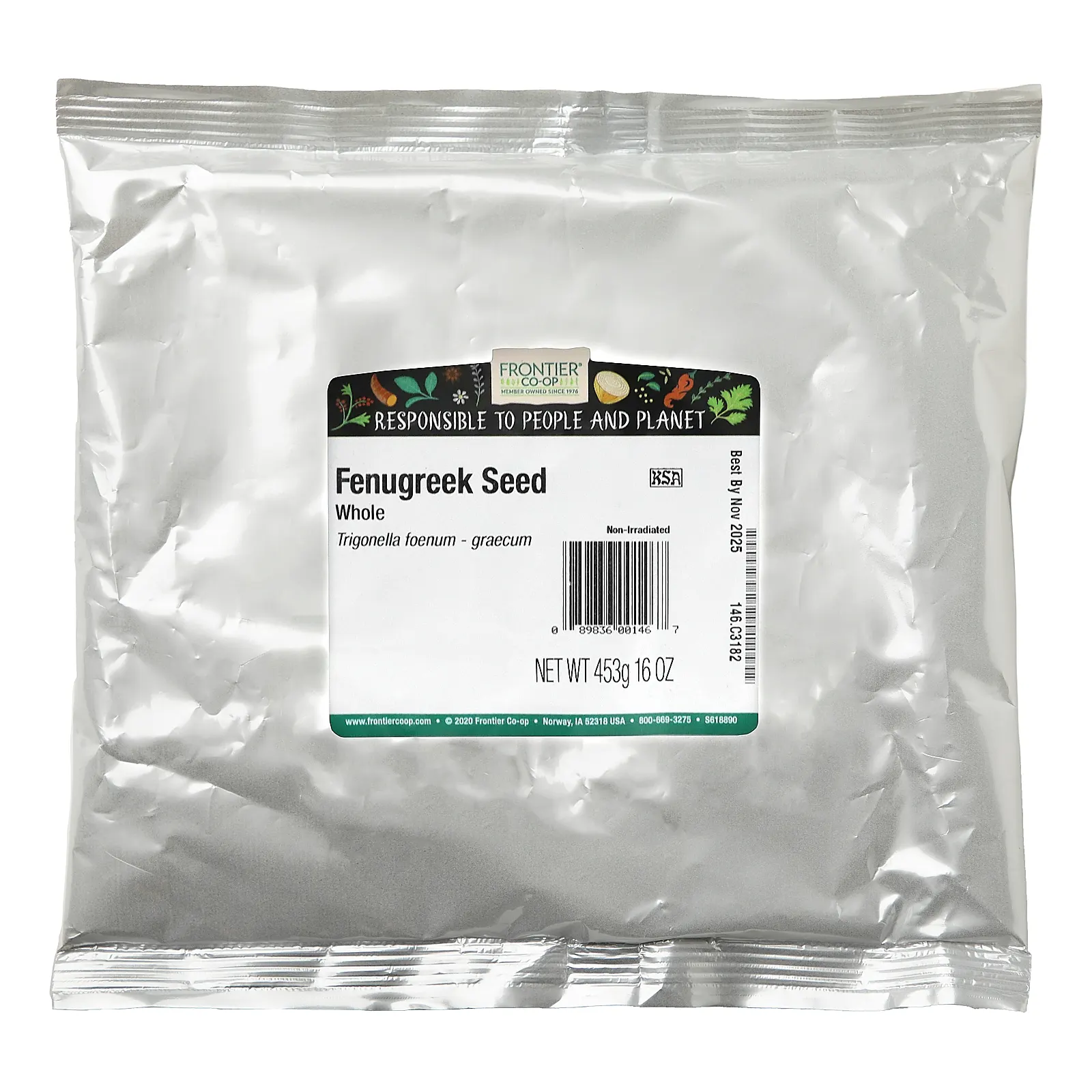 Frontier Co-op, цельные семена пажитника, 453 г (16 унций)
