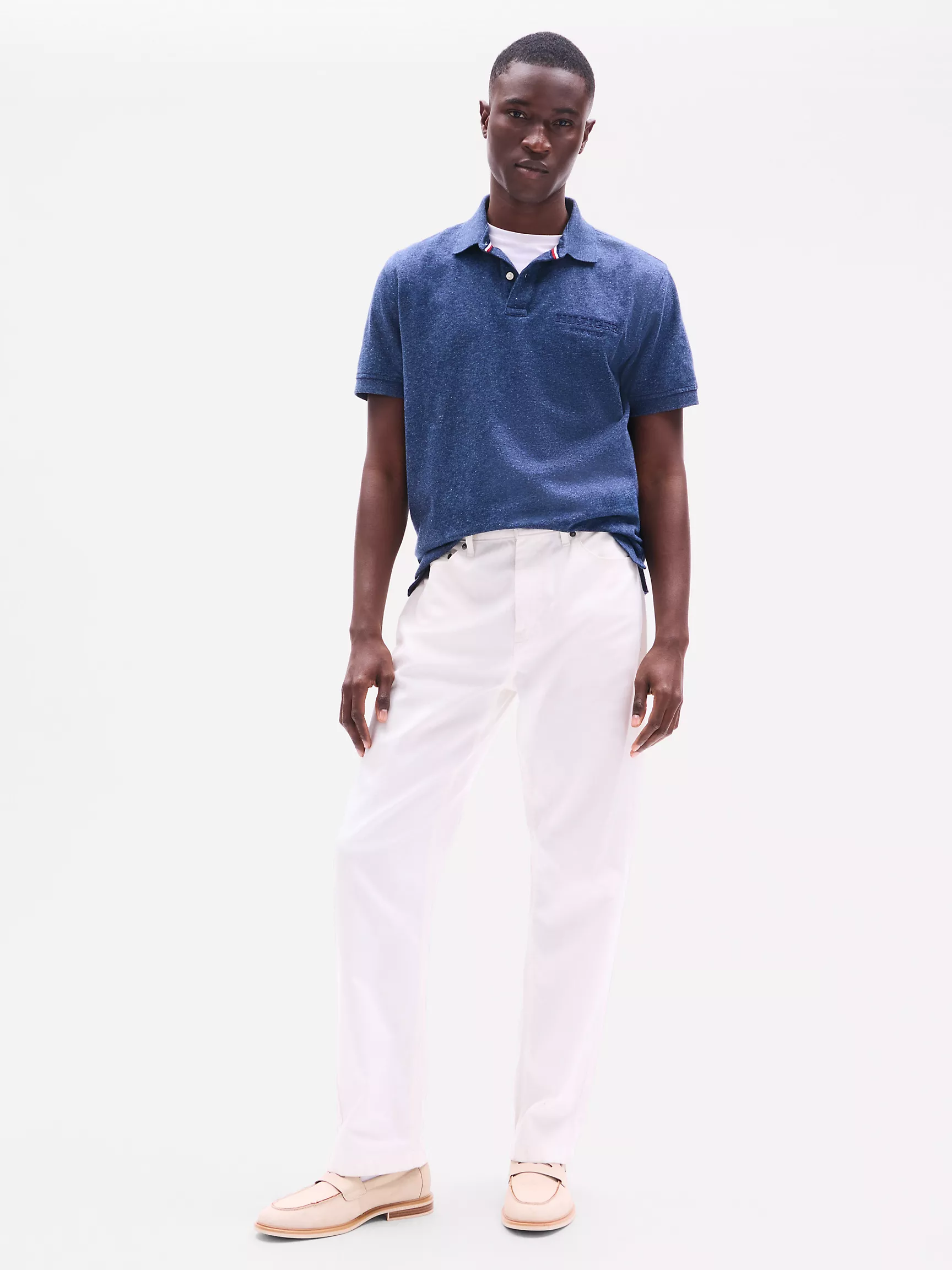 Мужское поло Tommy Hilfiger, Стандартное поло с логотипом Monotype из меланжевой ткани