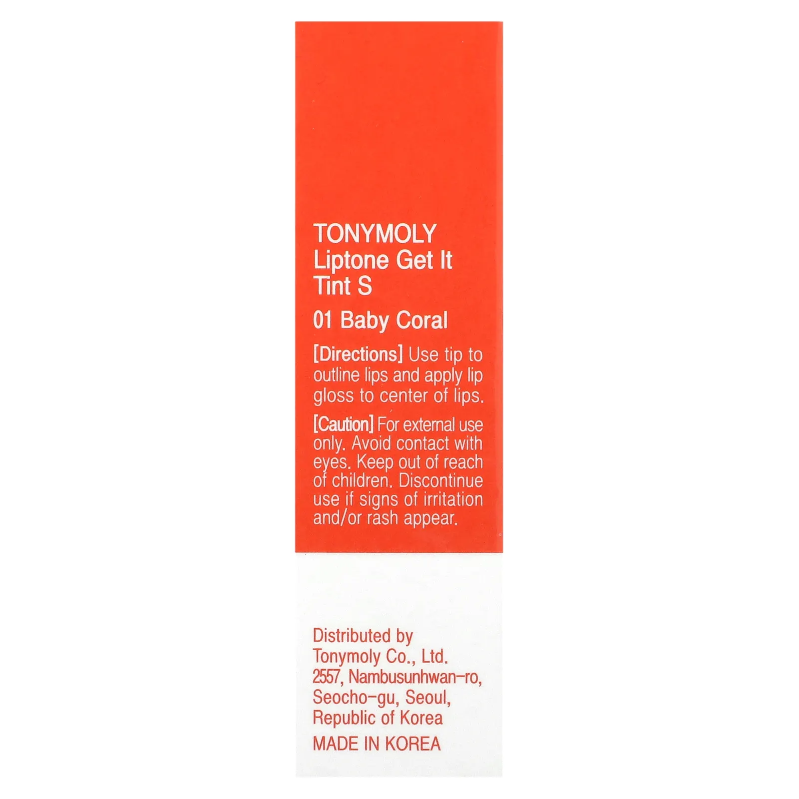 Tony Moly, LIPTONE Get It Tint S, 01 коралловый, 3 г