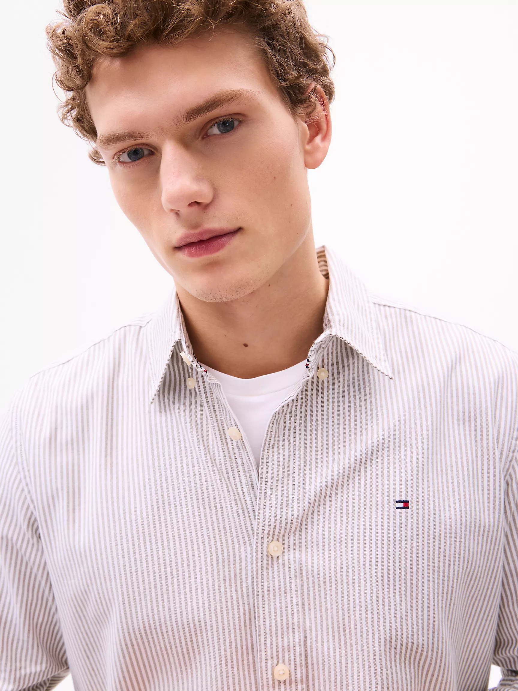 Мужская рубашка Tommy Hilfiger, Полосатая эластичная рубашка из оксфорда стандартного кроя