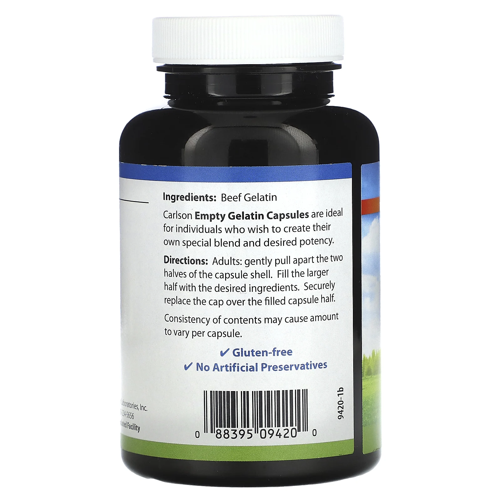 Carlson, Пустые желатиновые капсулы № 0, 150 капсул