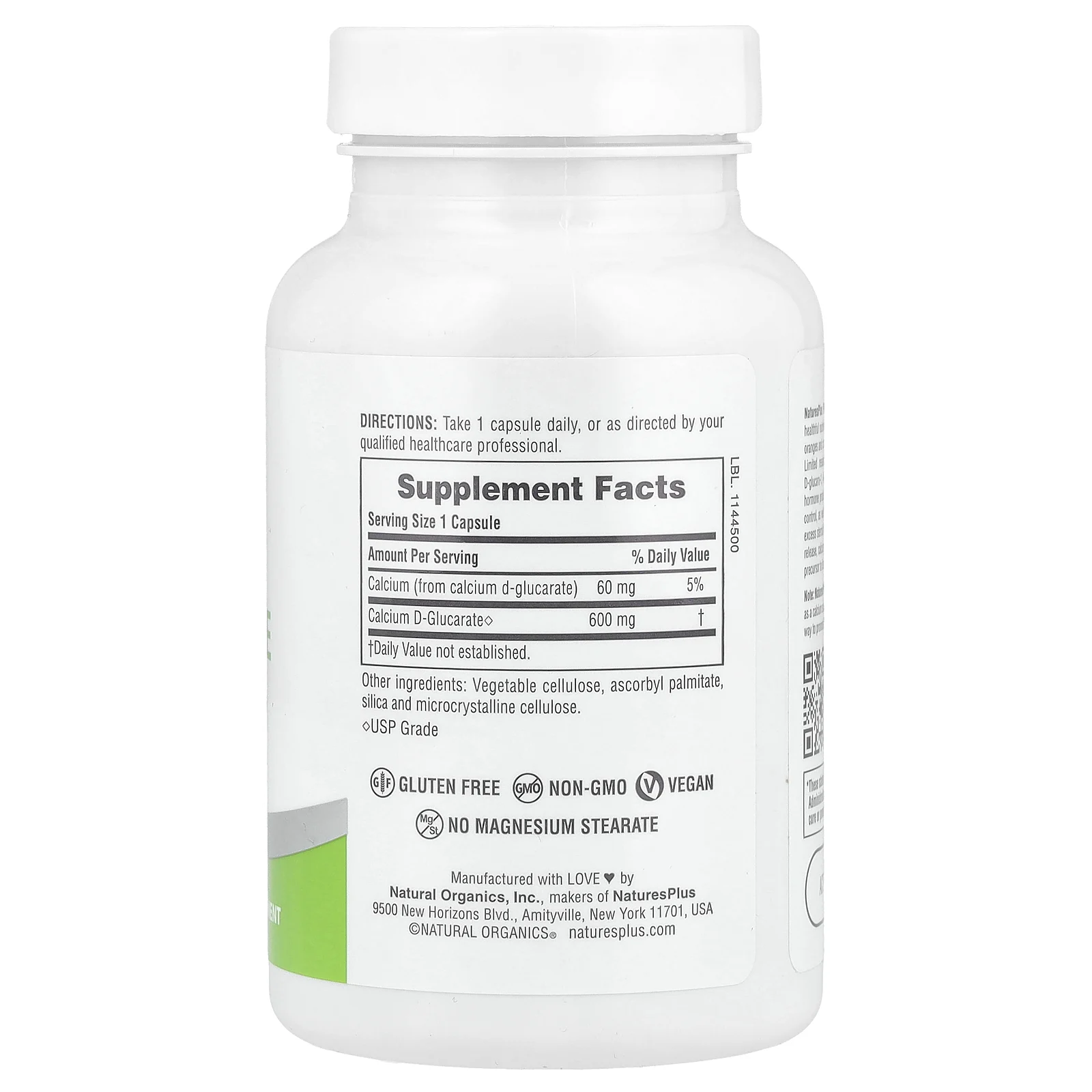 NaturesPlus, Pro Calcium D-глюкарат 600, 90 капсул