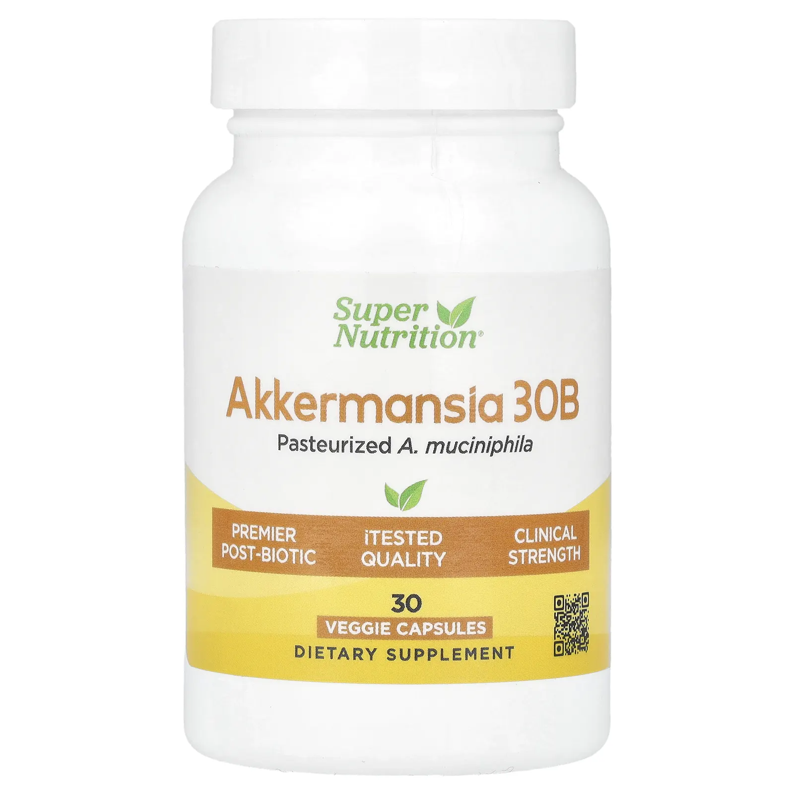 Super Nutrition, аккермансия 30B, 150 мг, 30 растительных капсул