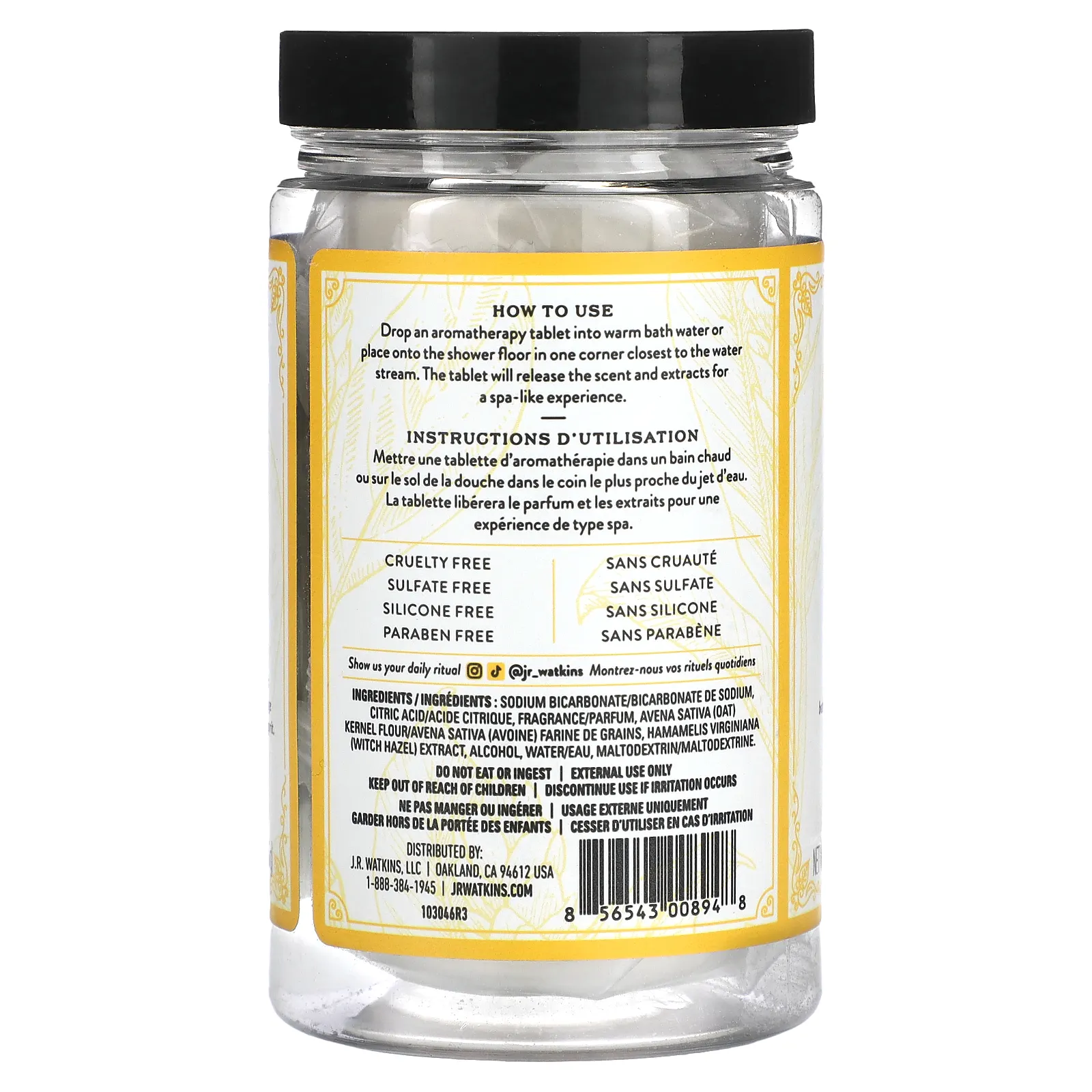 J R Watkins, Detox, ароматерапевтические таблетки для ванны и душа, куркума и цитрон, 6 таблеток, 22 г (0,8 унции)