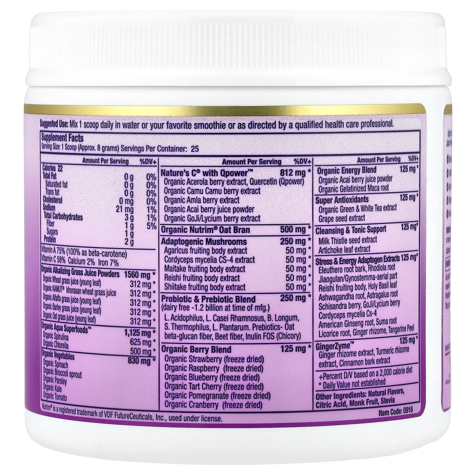 Paradise Herbs, ORAC Energy® Greens, со вкусом ягод, 200 г (7,05 унции)