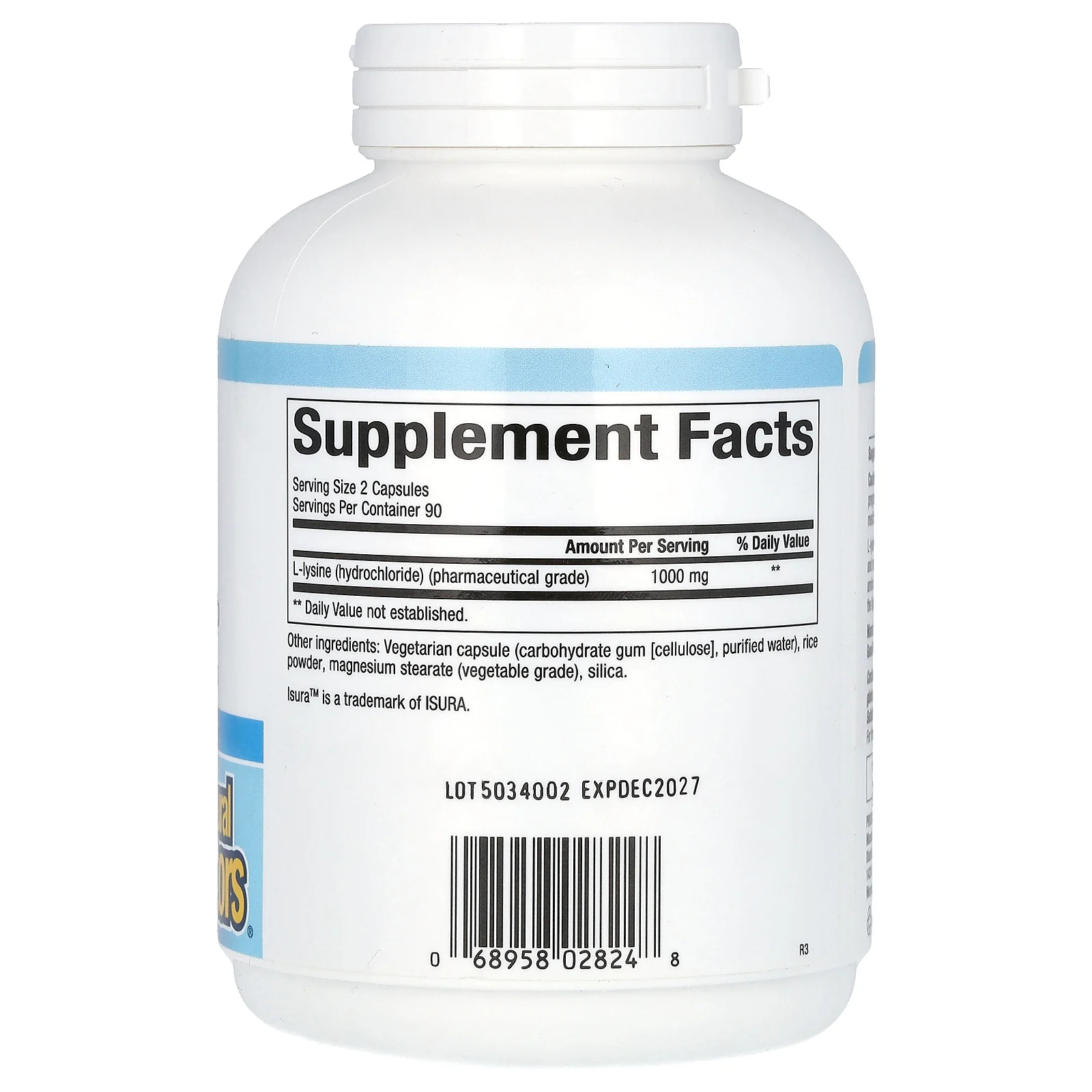 Natural Factors, L-лизин, 500 мг, 180 растительных капсул (250 мг)