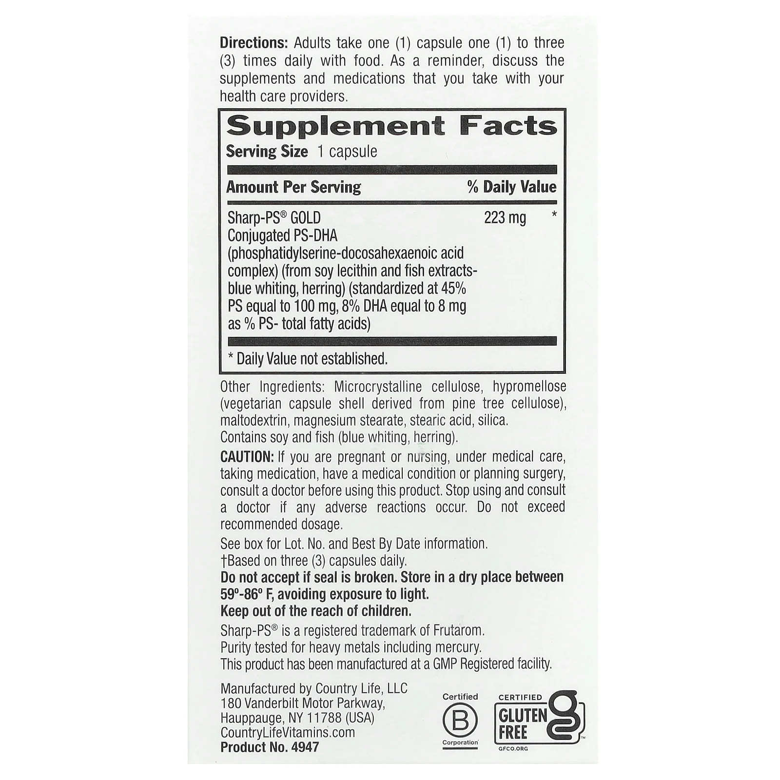 Country Life, Triple Action Sharp Thought, тройное действие, 30 капсул