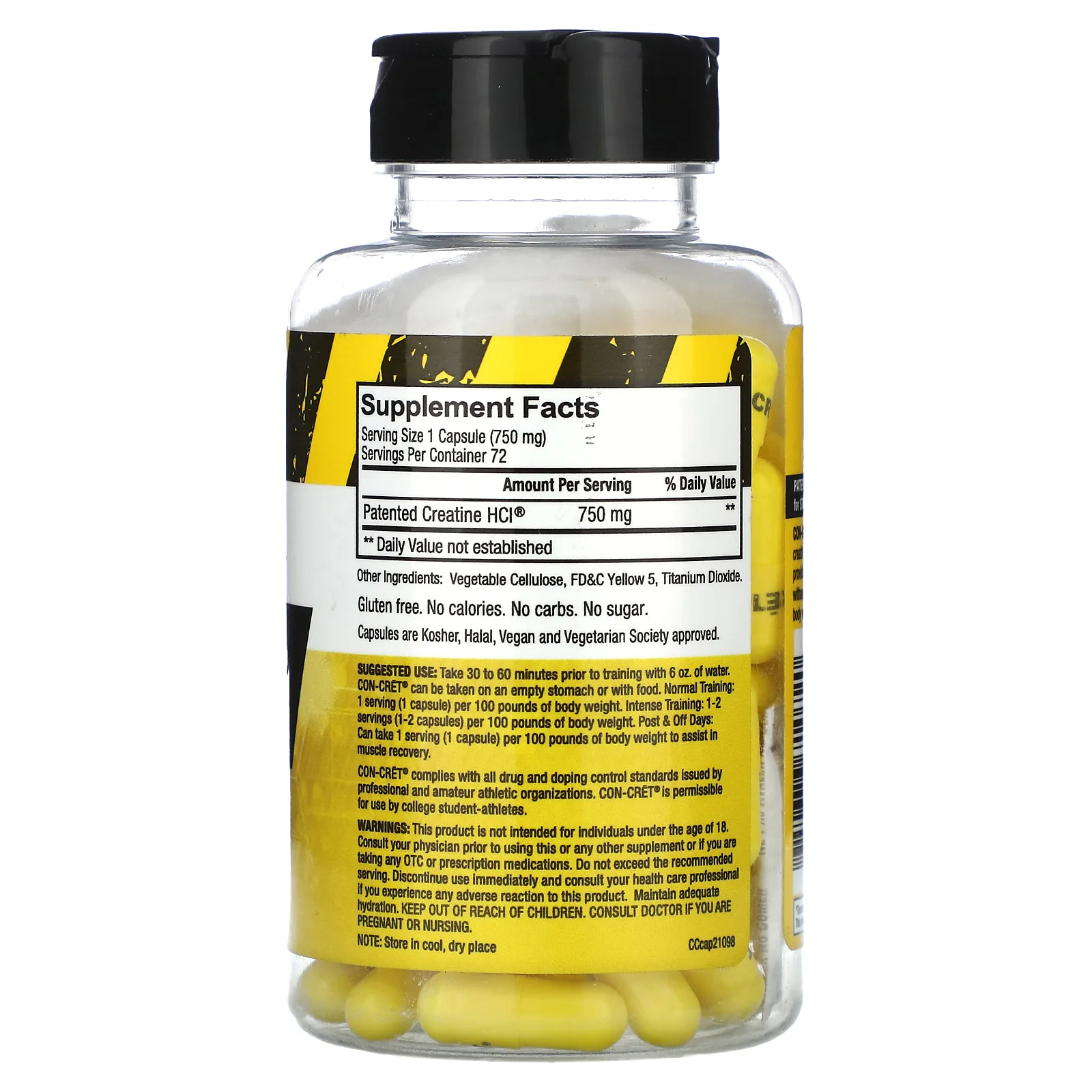 Con-Cret Creatine HCl, 750 мг, 72 капсулы