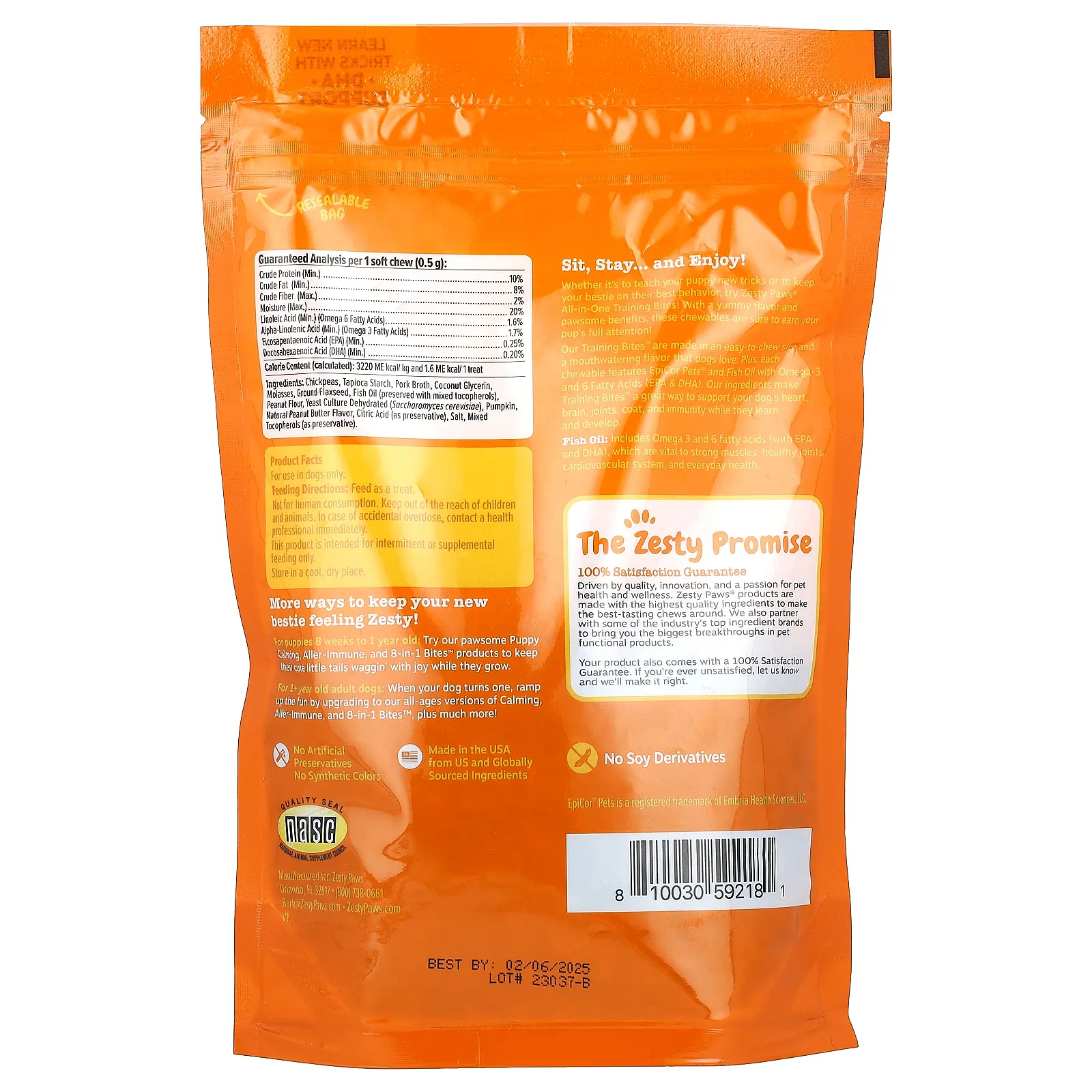 Zesty Paws, All-In-One Training Bites, комплекс для тренировок, для собак всех возрастов, арахисовое масло, 226 г (8 унций)