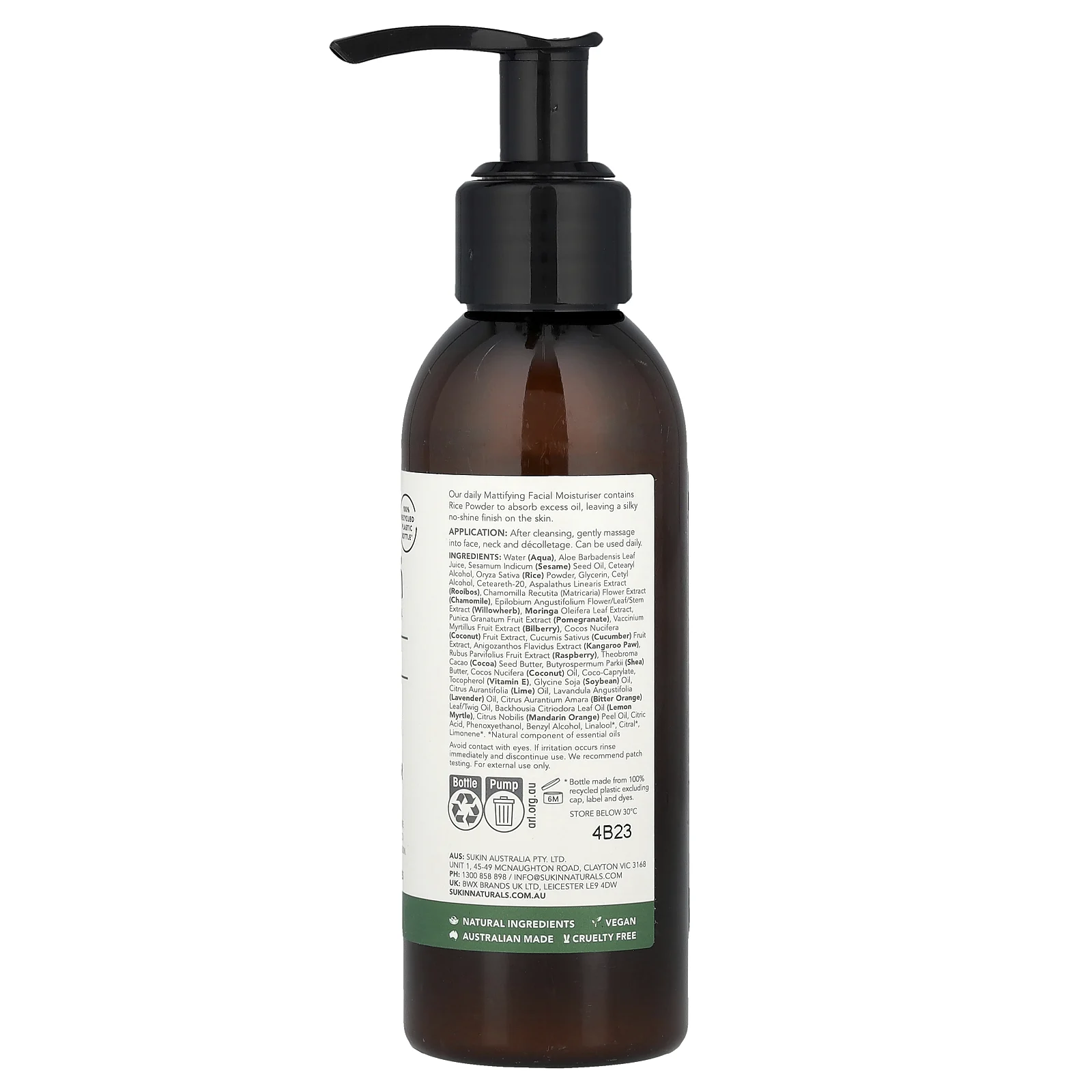 Sukin, Signature, матирующее увлажняющее средство для лица, для нормальной и жирной кожи, 125 мл (4,23 жидк. Унции)