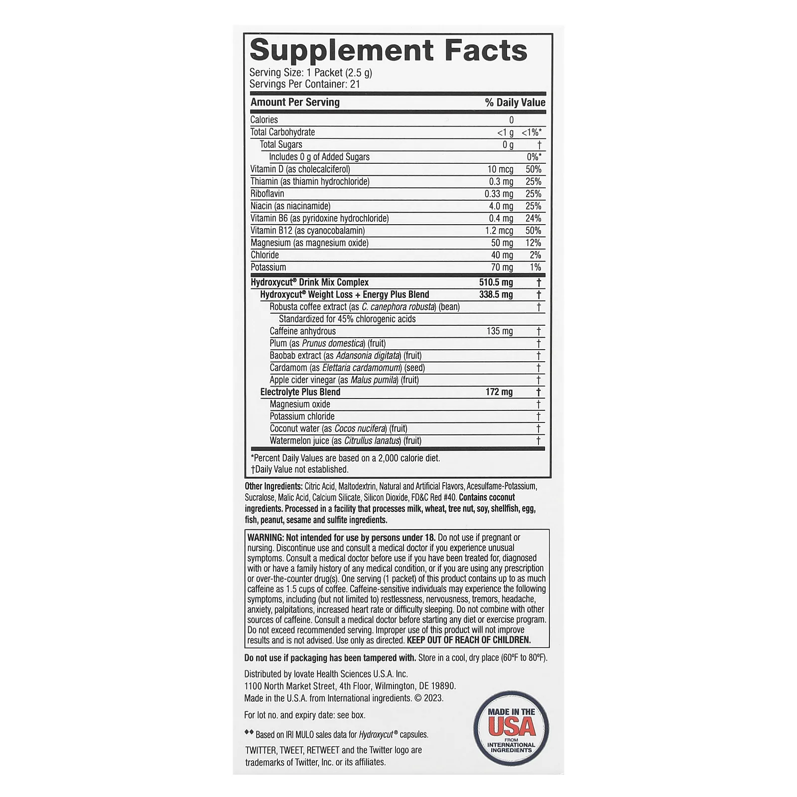 Hydroxycut, смесь для приготовления напитка для снижения веса, со вкусом лесных ягод, 21 пакетик по 2,5 г