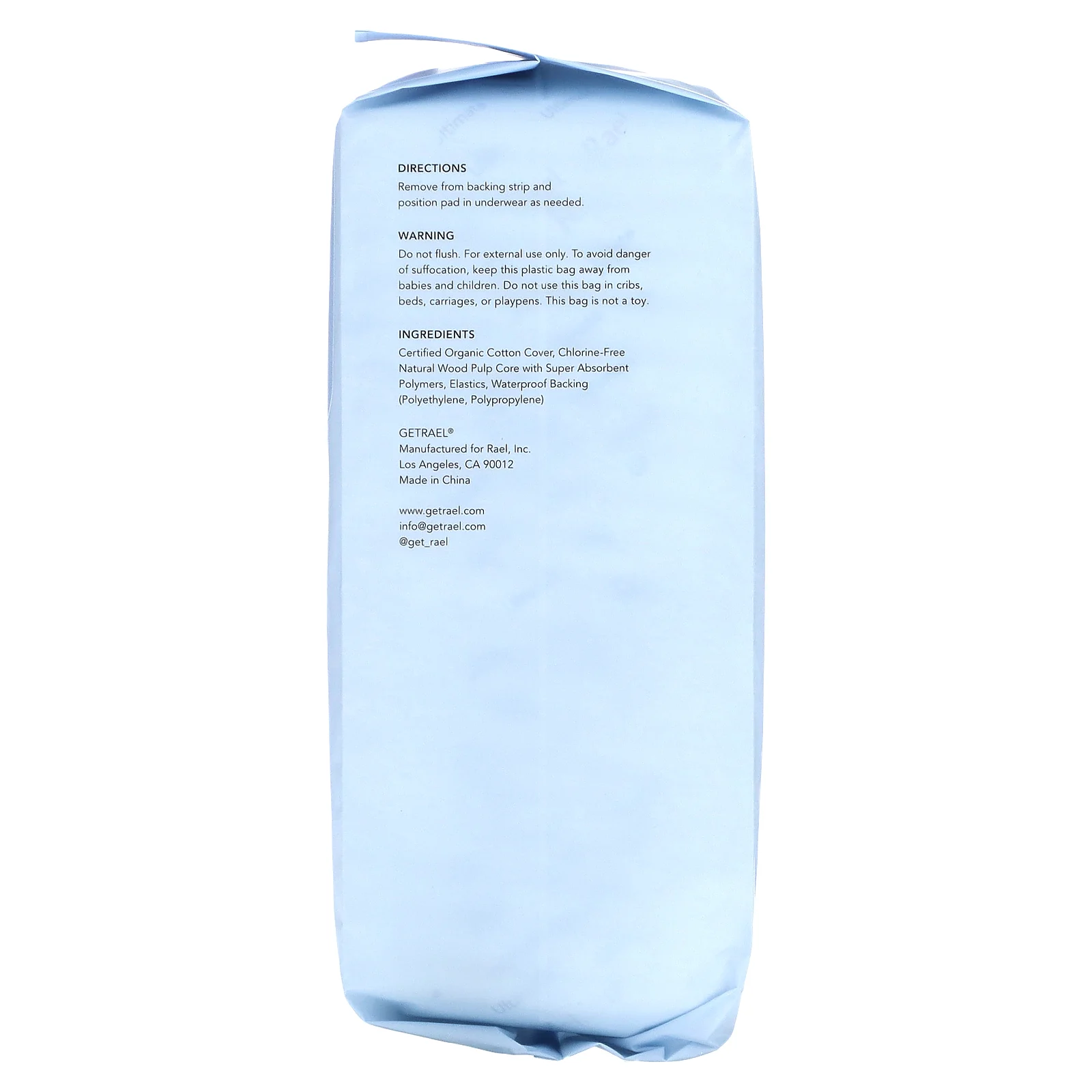 Rael, Прокладки из органического хлопка с герметиком, тонкие и неброские, Ultimate, 20 шт.