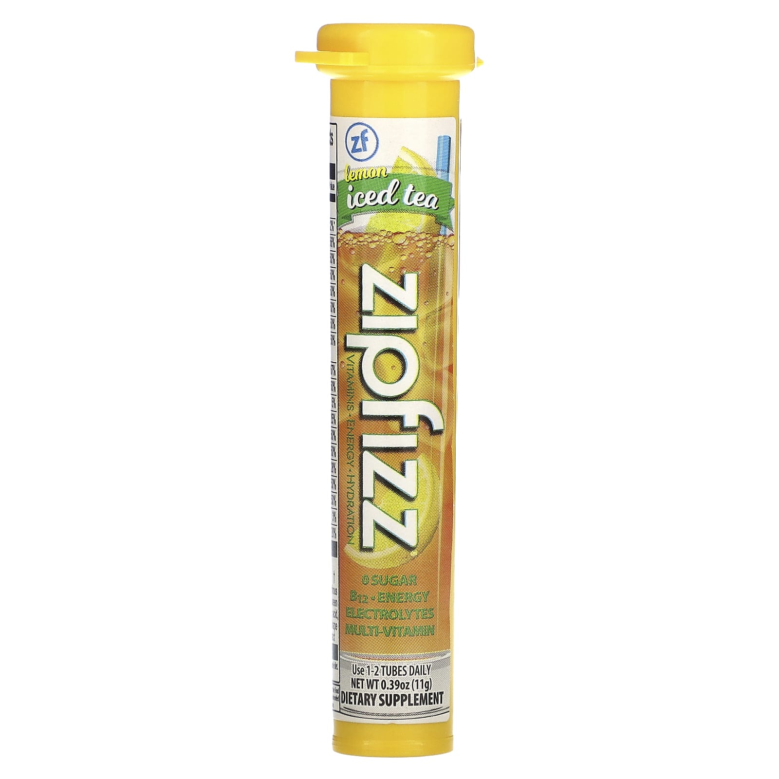 Zipfizz, чай со льдом, здоровая энергетическая смесь с витамином B12, со вкусом лимона, 20 тюбиков по 11 г (0,39 унции)