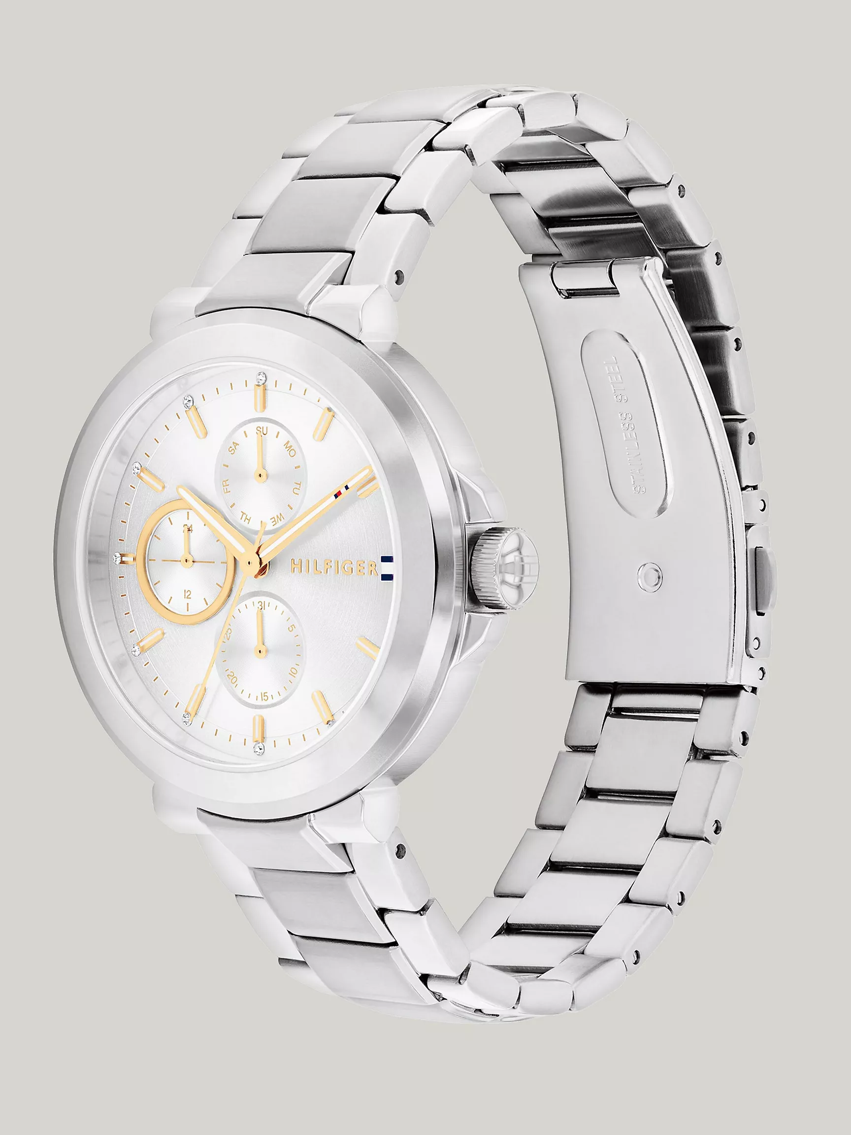 Женские часы Tommy Hilfiger, Серебристые многофункциональные часы 38 мм