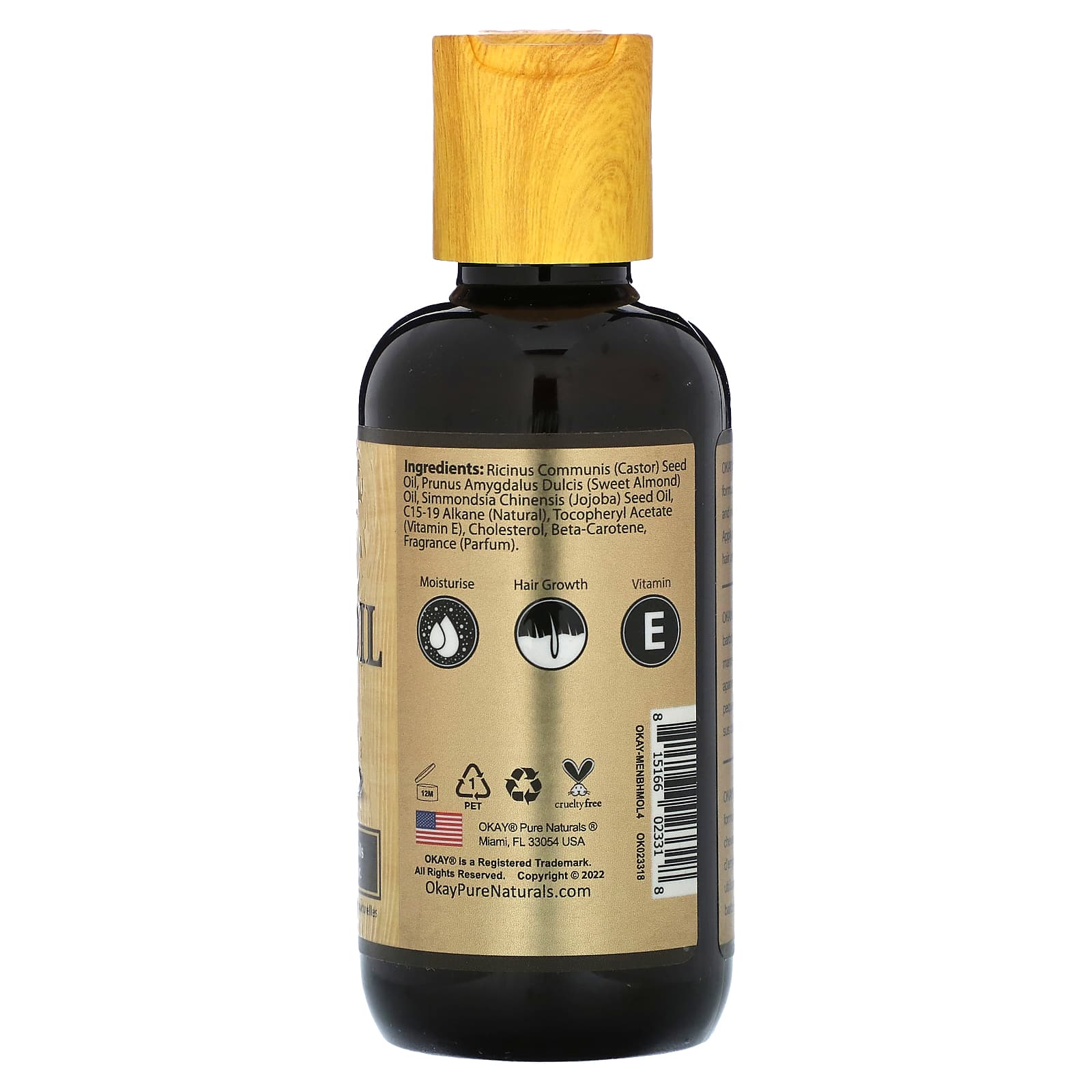 Okay Pure Naturals, Для мужчин, касторовое масло, для волос и бороды, 118 мл (4 унции)