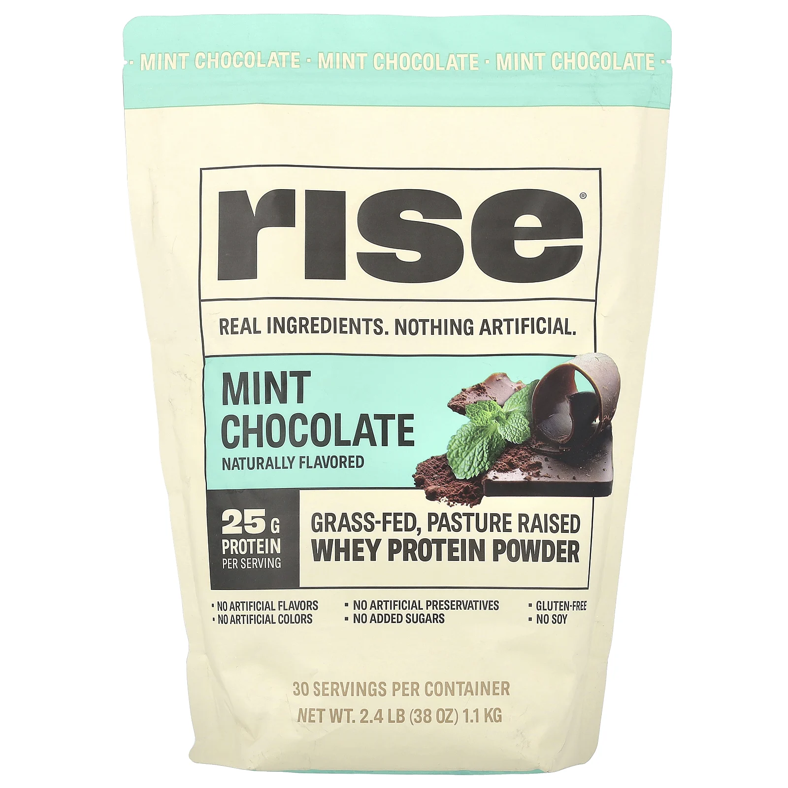 Rise Bar, Порошок из сывороточного протеина, мятный шоколад, 1,1 кг (2,4 фунта)