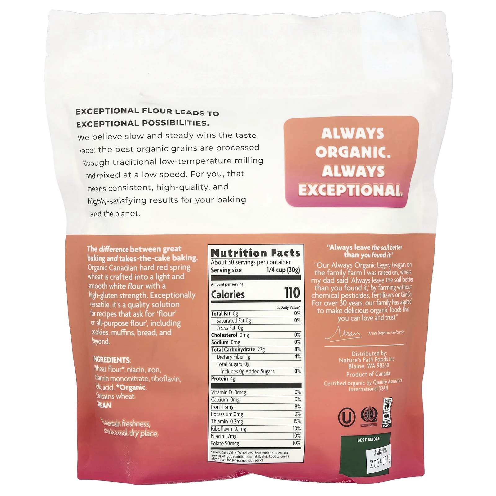 Nature's Path, Органическая универсальная мука, неотбеленная, 907 г (32 унции)