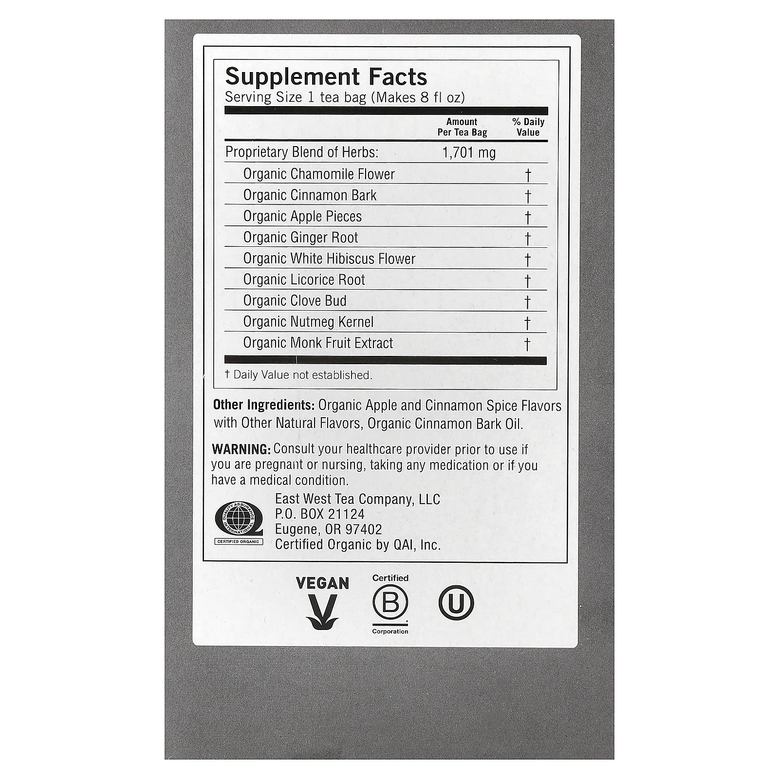 Yogi Tea, пряное яблоко и ромашка, без кофеина, 16 чайных пакетиков, 29 г (1,02 унции)