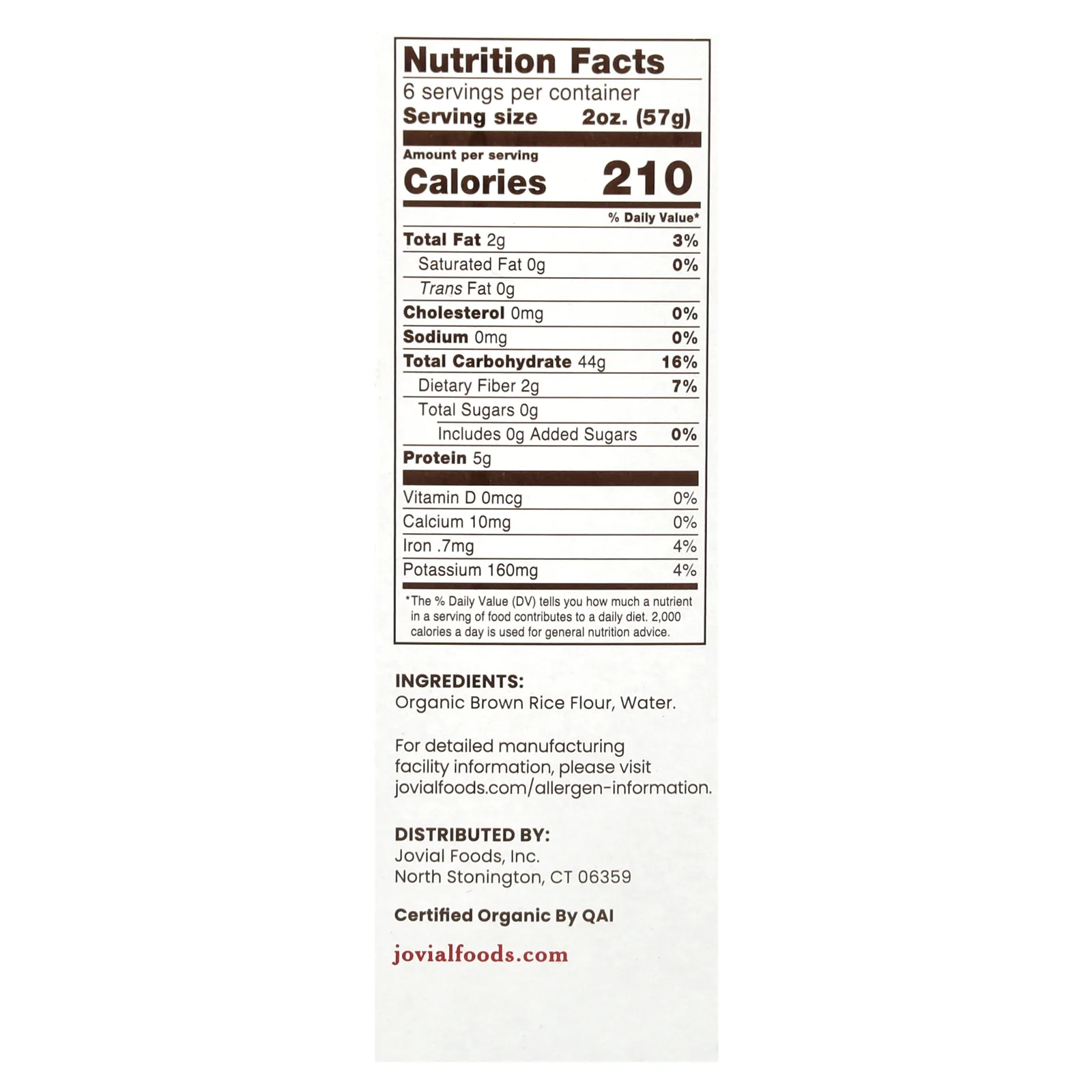 Jovial, Органическая паста из коричневого риса, в скорлупе, 340 г (12 унций)