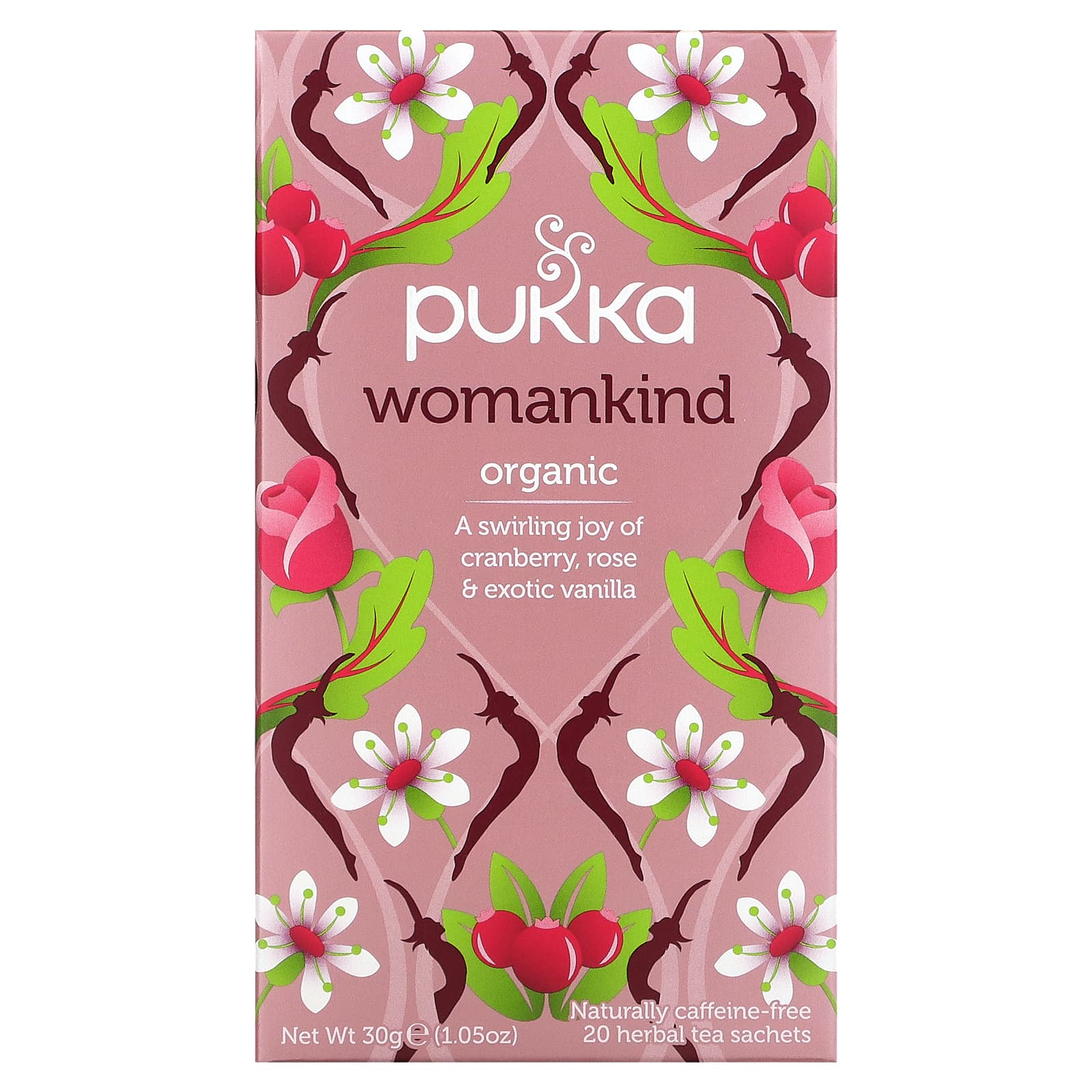 Pukka Herbs, Organic Herbal Tea, Womankind, без кофеина, 20 пакетиков, 30 г (1,05 унции)