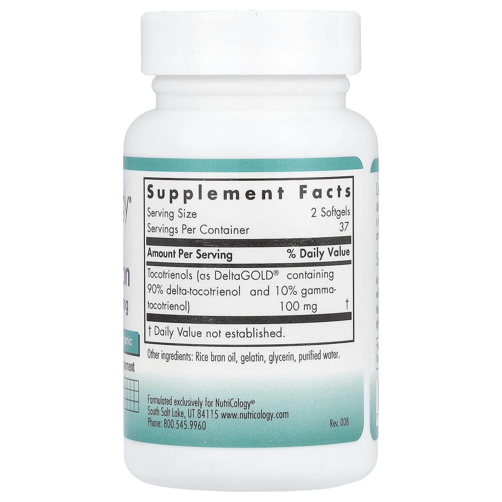 Nutricology, Дельта-фракция, токотринол, 50 мг, 75 капсул