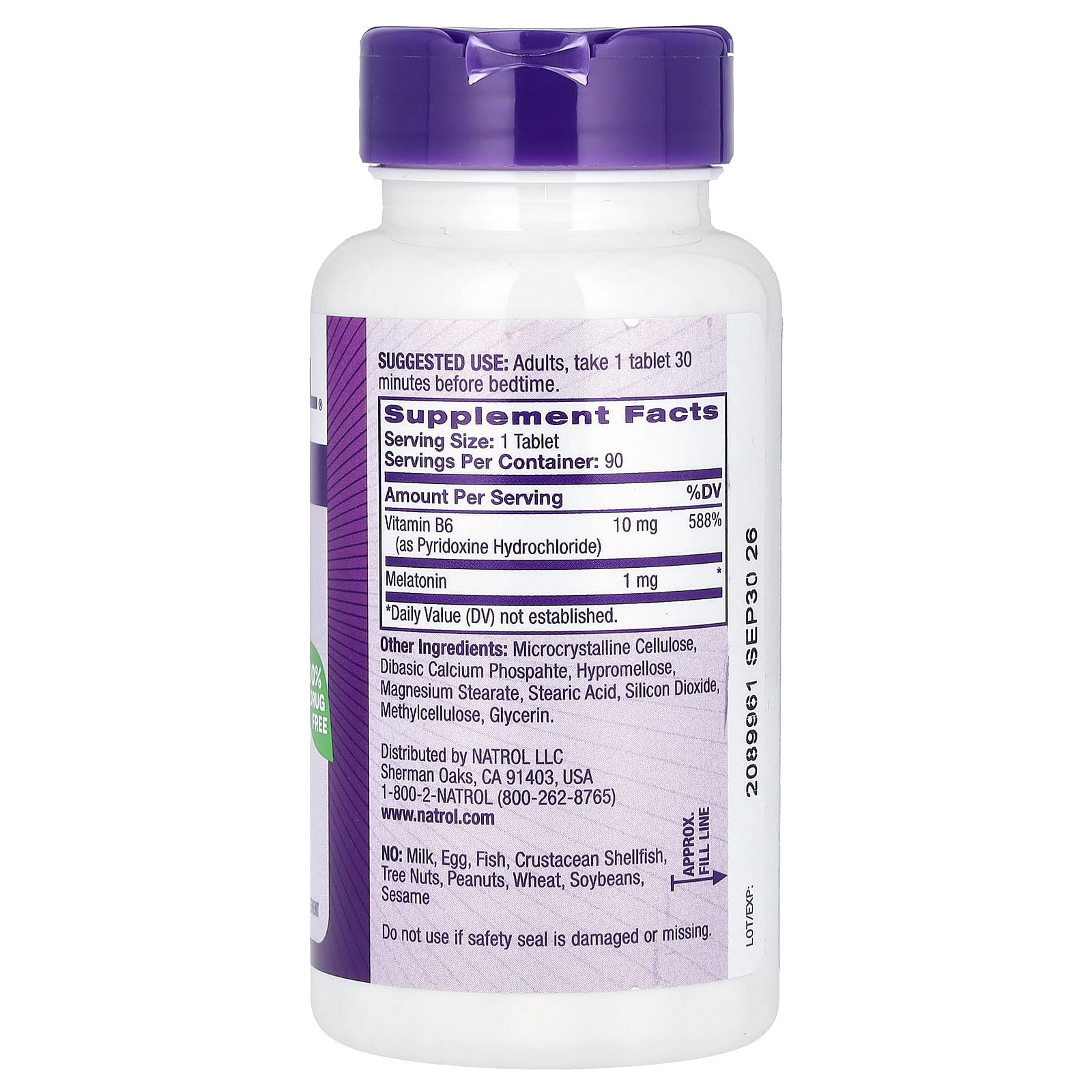 Natrol, Мелатонин, медленное высвобождение, 1 мг, 90 таблеток