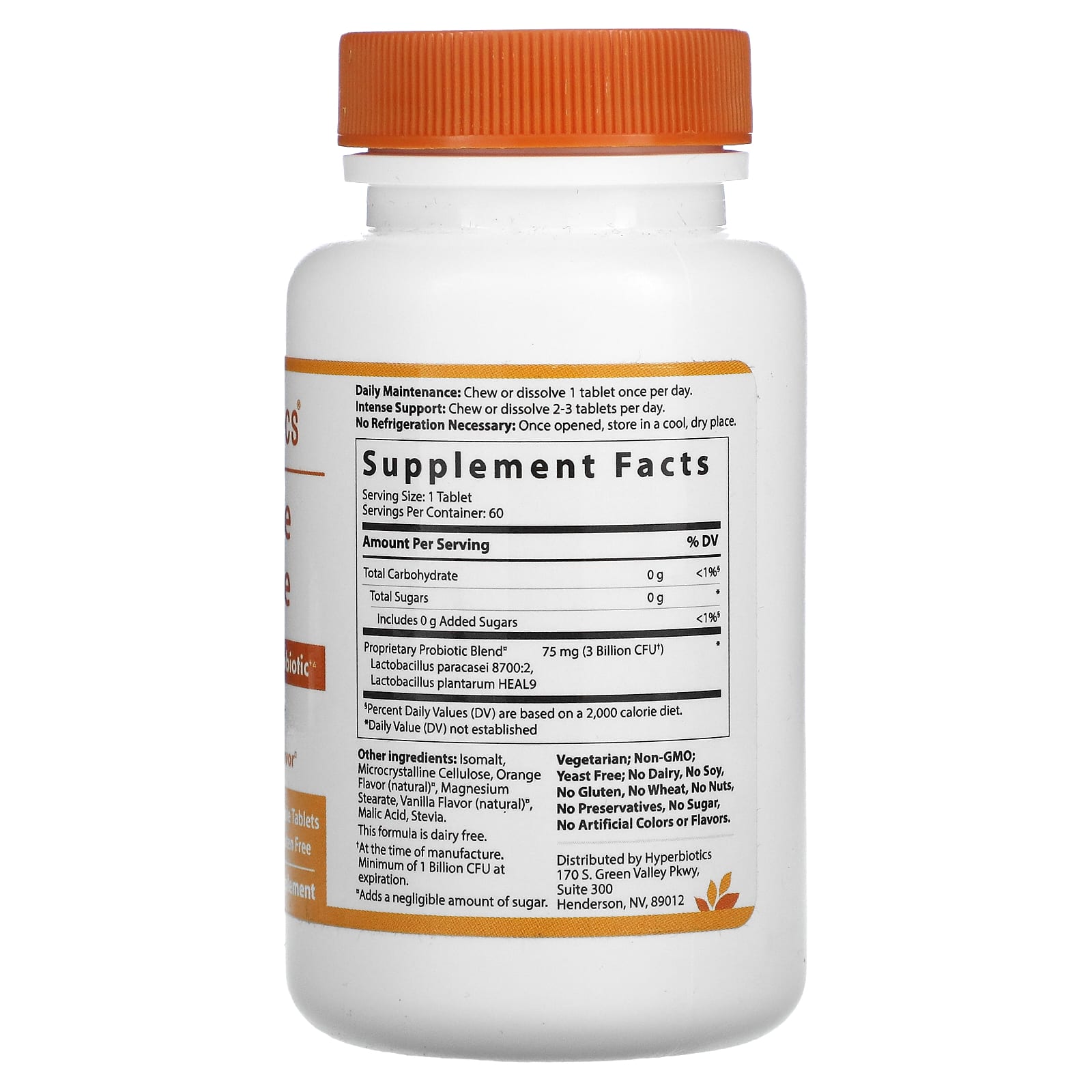 Hyperbiotics, Immune Defense, пробиотик для ежедневного приема, натуральный апельсиновый вкус, 3 млрд КОЕ, 60 жевательных таблеток