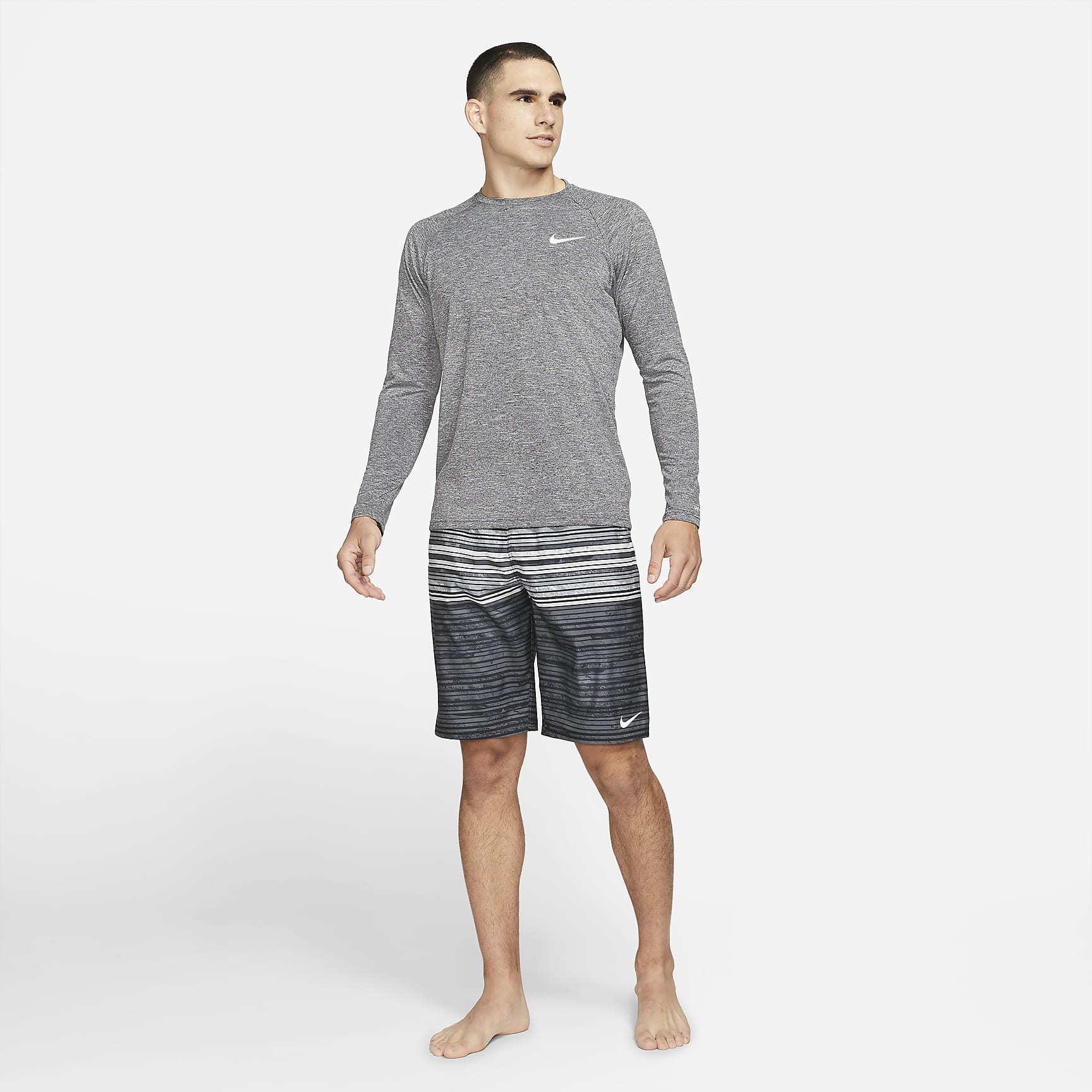 Nike Men's Heathered Long-Sleeve Hydroguard Swim Shirt