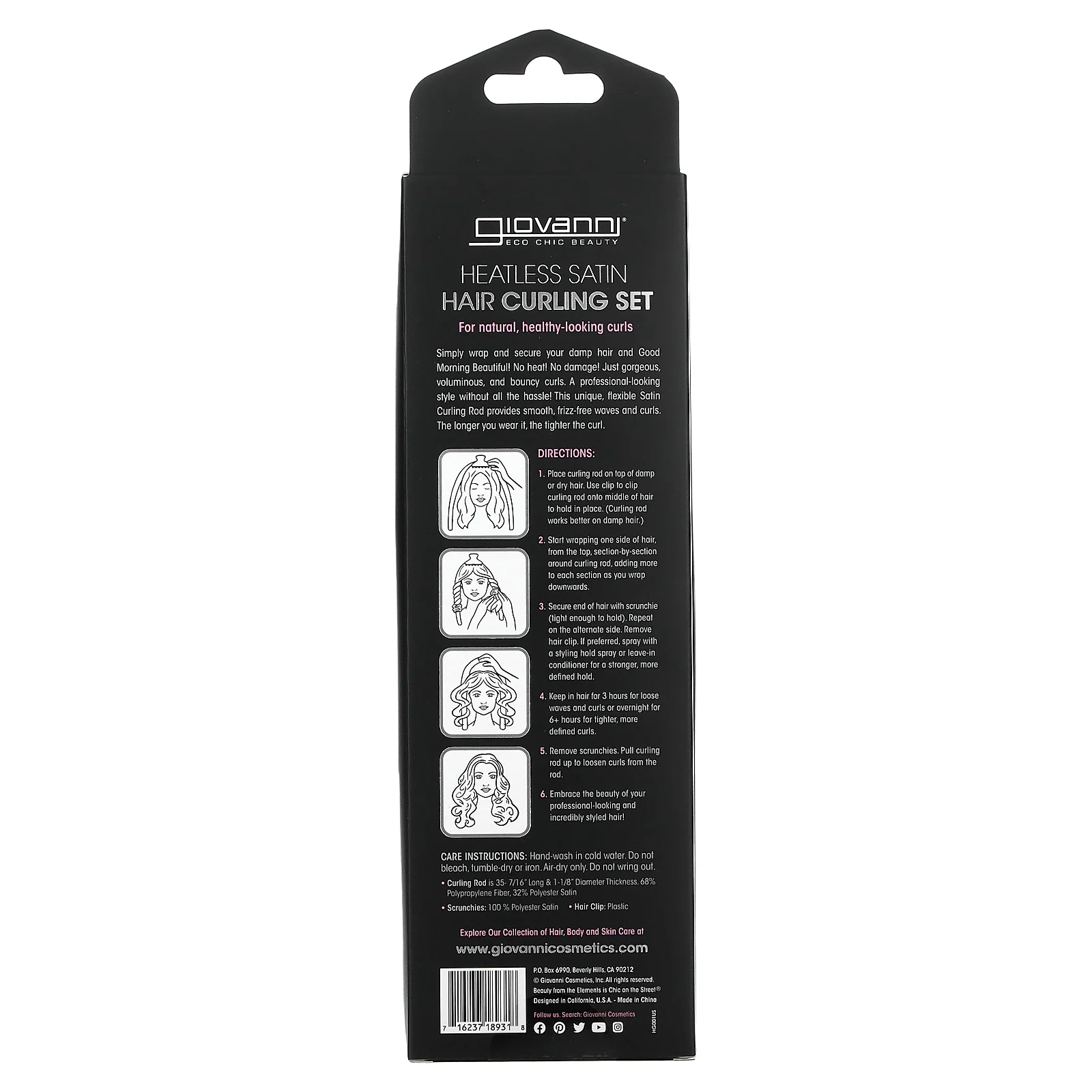 Giovanni, Heatless Satin, набор для завивки волос, слоновая кость, 4 шт.