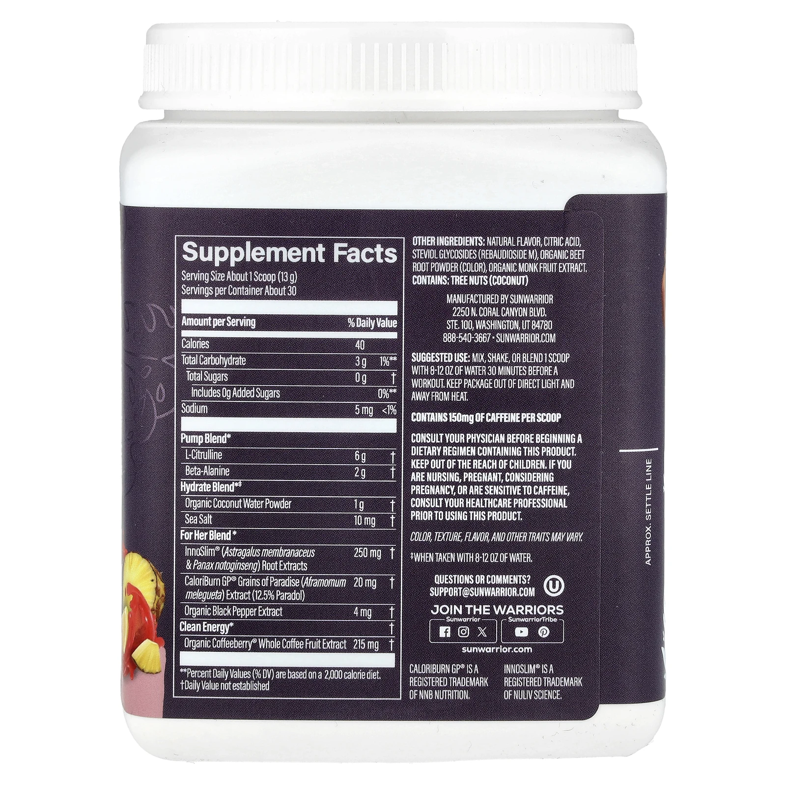 Sunwarrior, Sport, Active Pre-Workout For Her, Hawaiian Vibes, 380 г (13,4 унции)