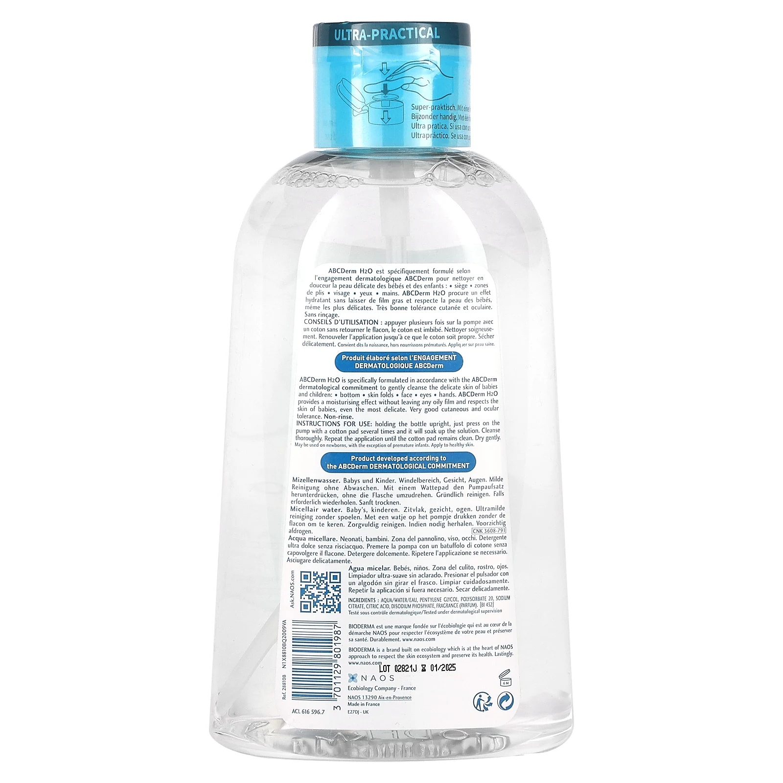 Bioderma, ABCDerm H20 мицеллярная вода, 33,80 жидк. Унции