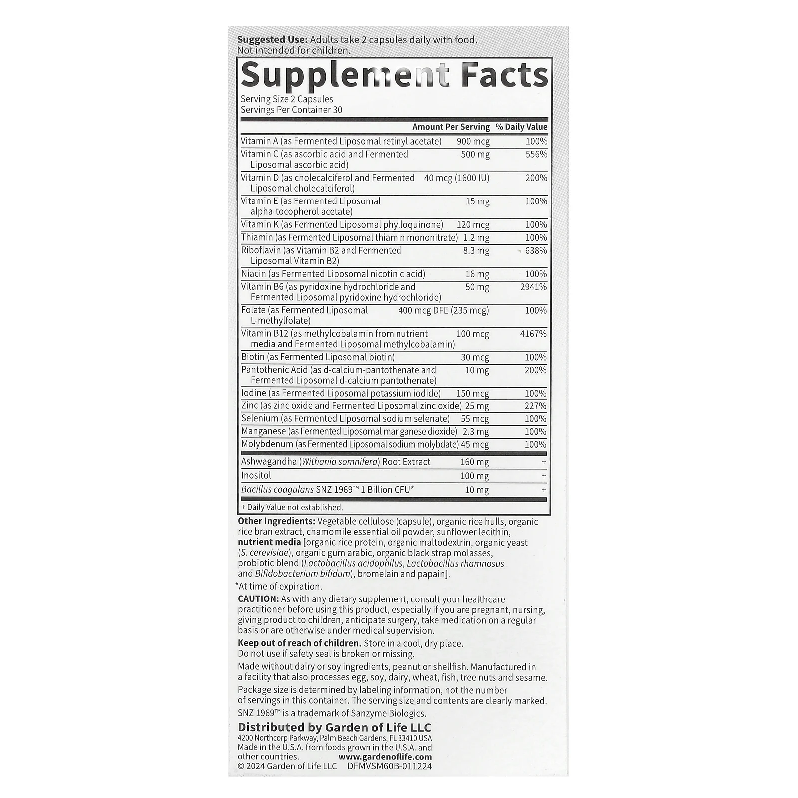 Garden of Life, Компания Dr. Formated Multi +, для снятия стресса и хорошего настроения, 60 капсул