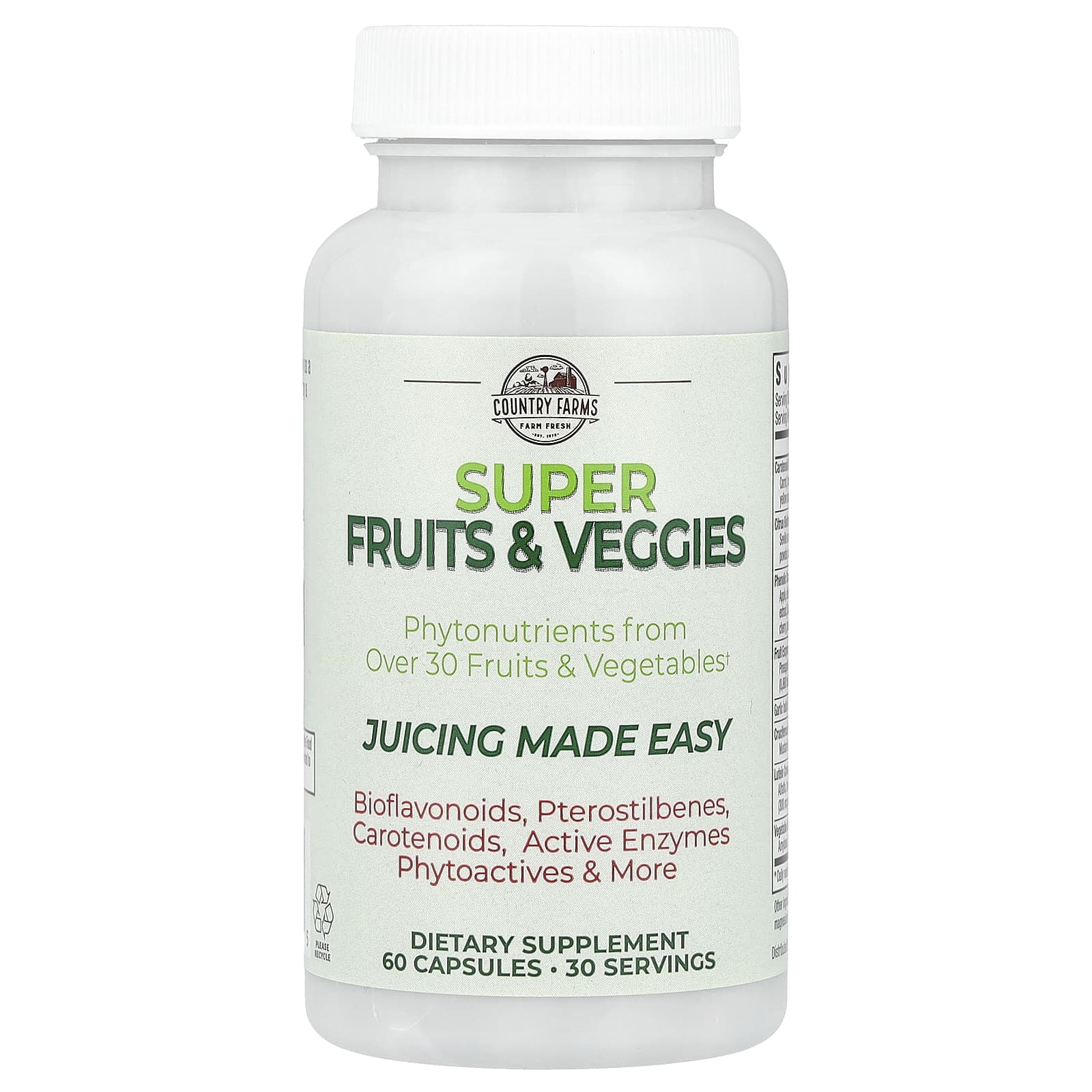 Country Farms, Суперфрукт и овощи, формула с натуральными фруктами и овощами, 60 капсул