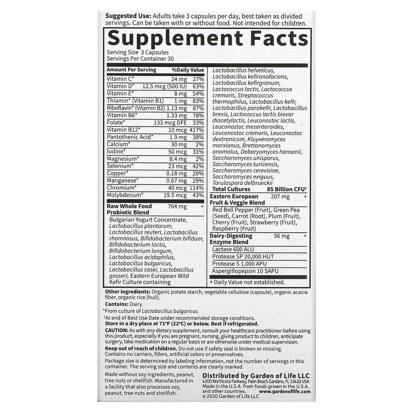Garden of Life, пробиотики RAW, для женщин, 85 млрд, 90 вегетарианских капсул (28,33 млрд живых культур в 1 капсуле)