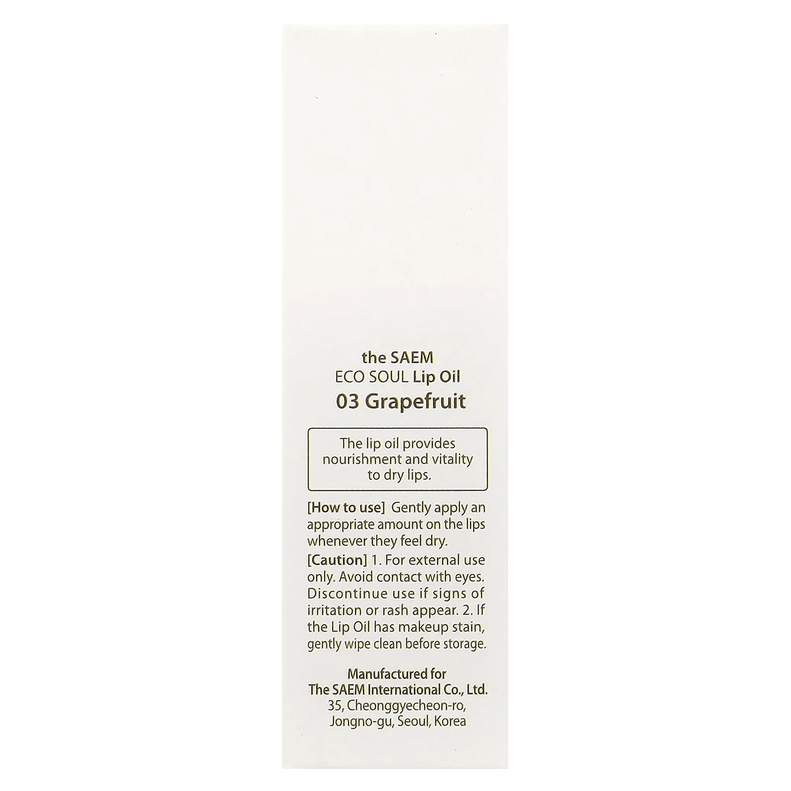 The Saem, Eco Soul Lip Oil, 03 грейпфрут, 0,2 жидк. Унции