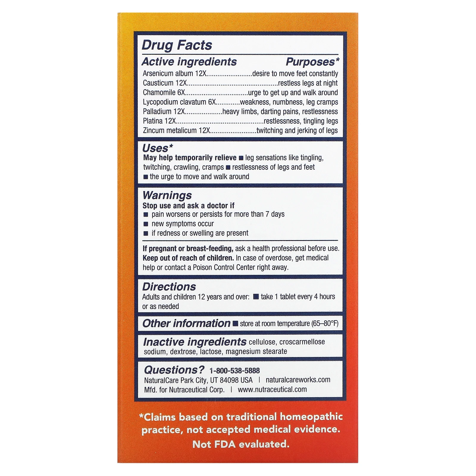 NaturalCare, От синдрома беспокойных ног, 60 таблеток