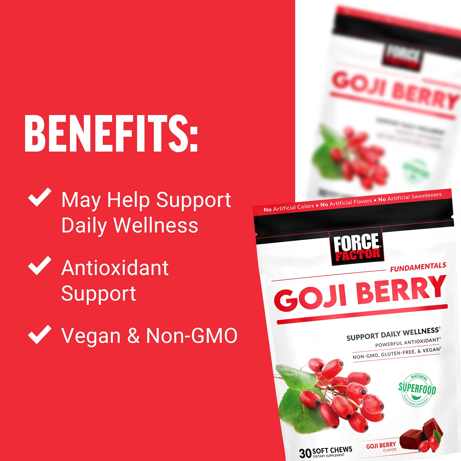 Force Factor, Fundamentals, ягоды годжи, 30 жевательных таблеток