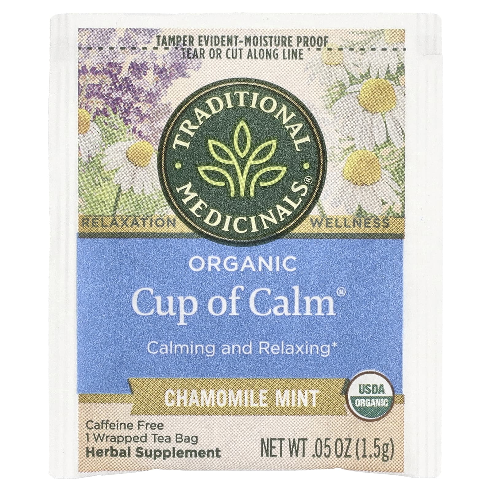 Traditional Medicinals, Organic Cup of Calm, лаванда и мята, без кофеина, 16 чайных пакетиков в упаковке, 24 г (0,85 унции)