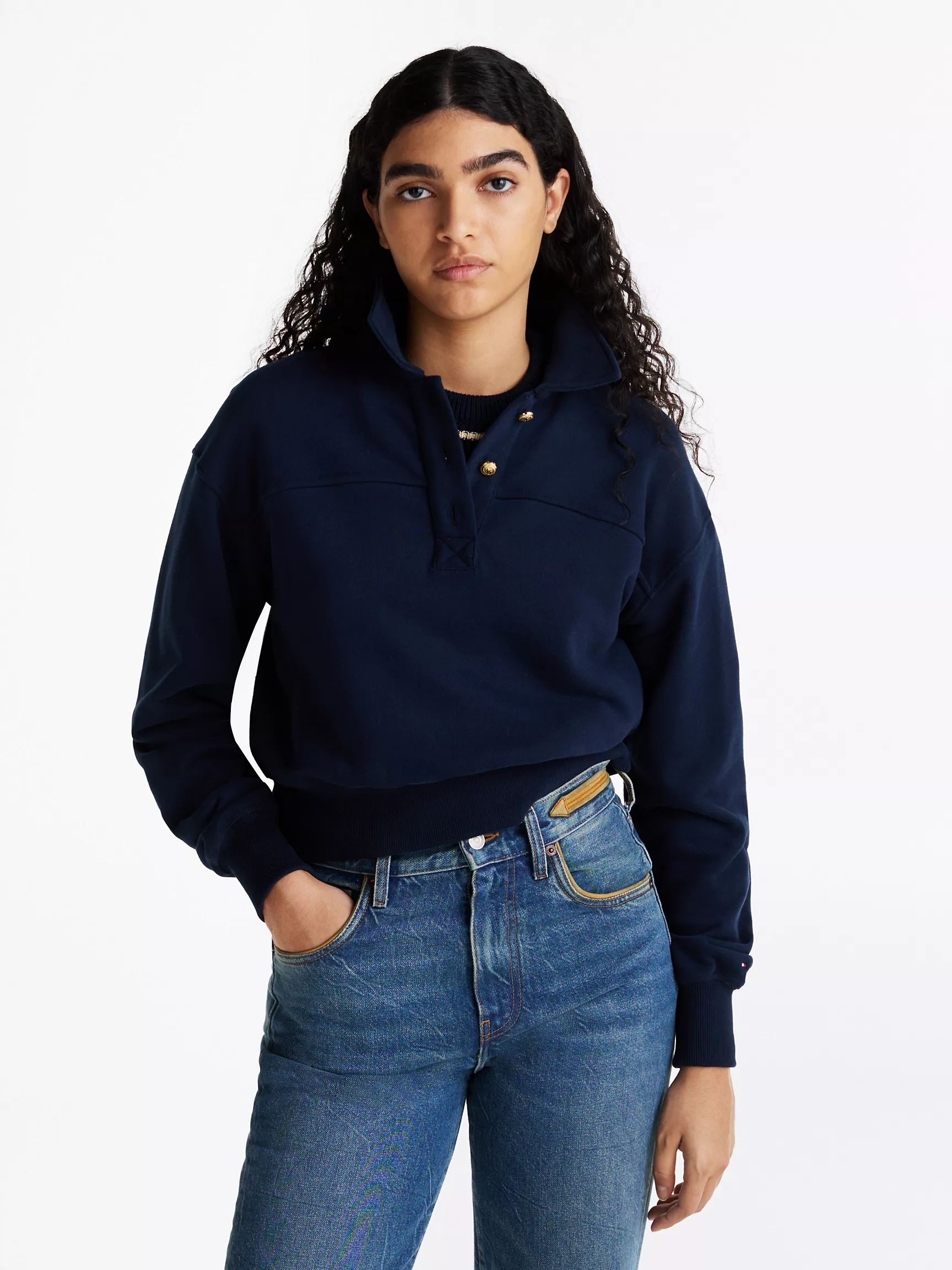 Женская толстовка Tommy Hilfiger, Поло-свитшот с золотыми пуговицами