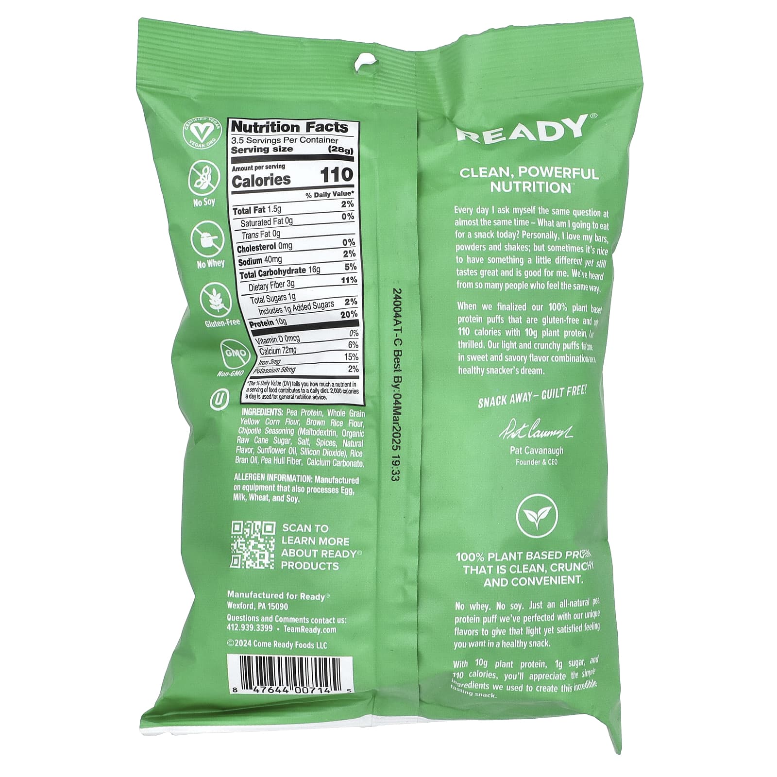 Ready, Protein Puffs, Chiptole, 99 г (3,5 унции)