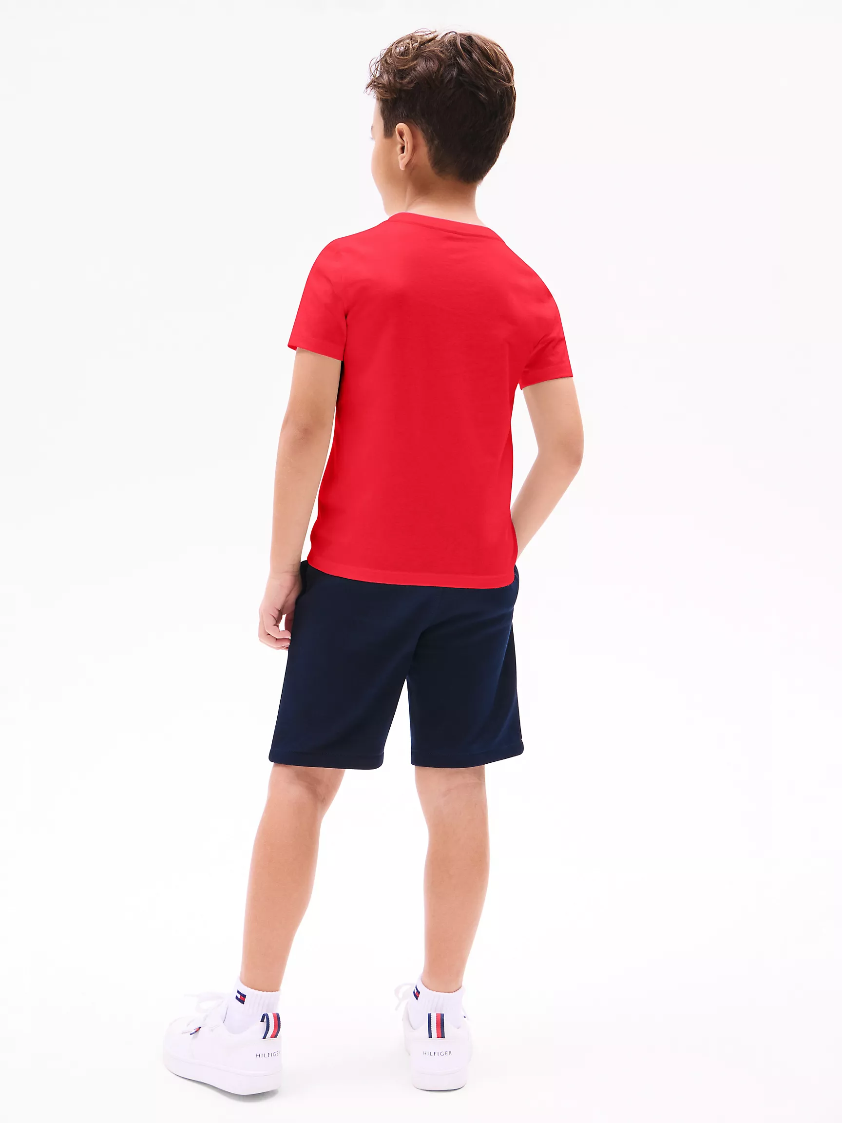 Футболка Tommy Hilfiger для мальчиков и девочек, Детская однотонная футболка с круглым вырезом