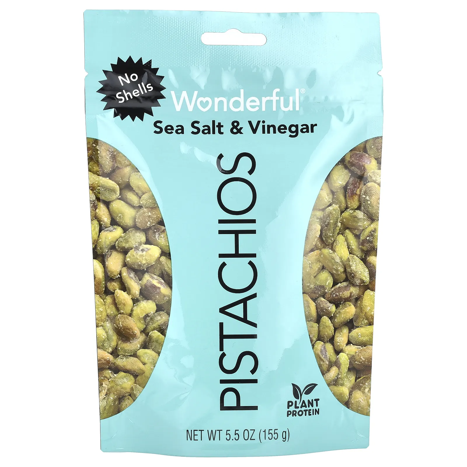Wonderful Pistachios, морская соль и уксус, без скорлупы, 155 г (5,5 унции)