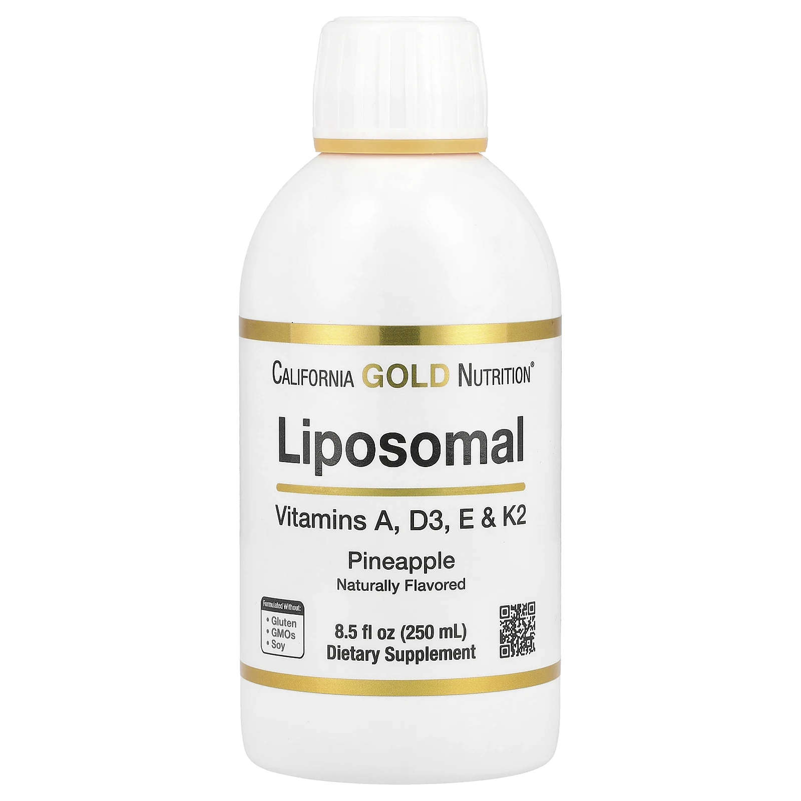 California Gold Nutrition, липосомальные витамины A, D3, E и K2, со вкусом натурального ананаса, 250 мл (8,5 жидк.унции)
