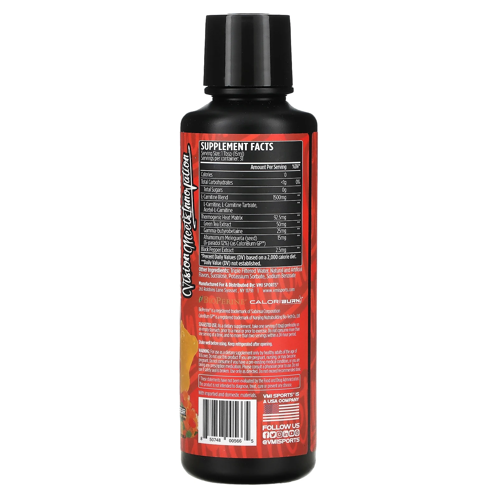 VMI Sports, L-карнитин 1500 тепла, жевательная мармеладка, 473 мл (16 жидк. Унций)