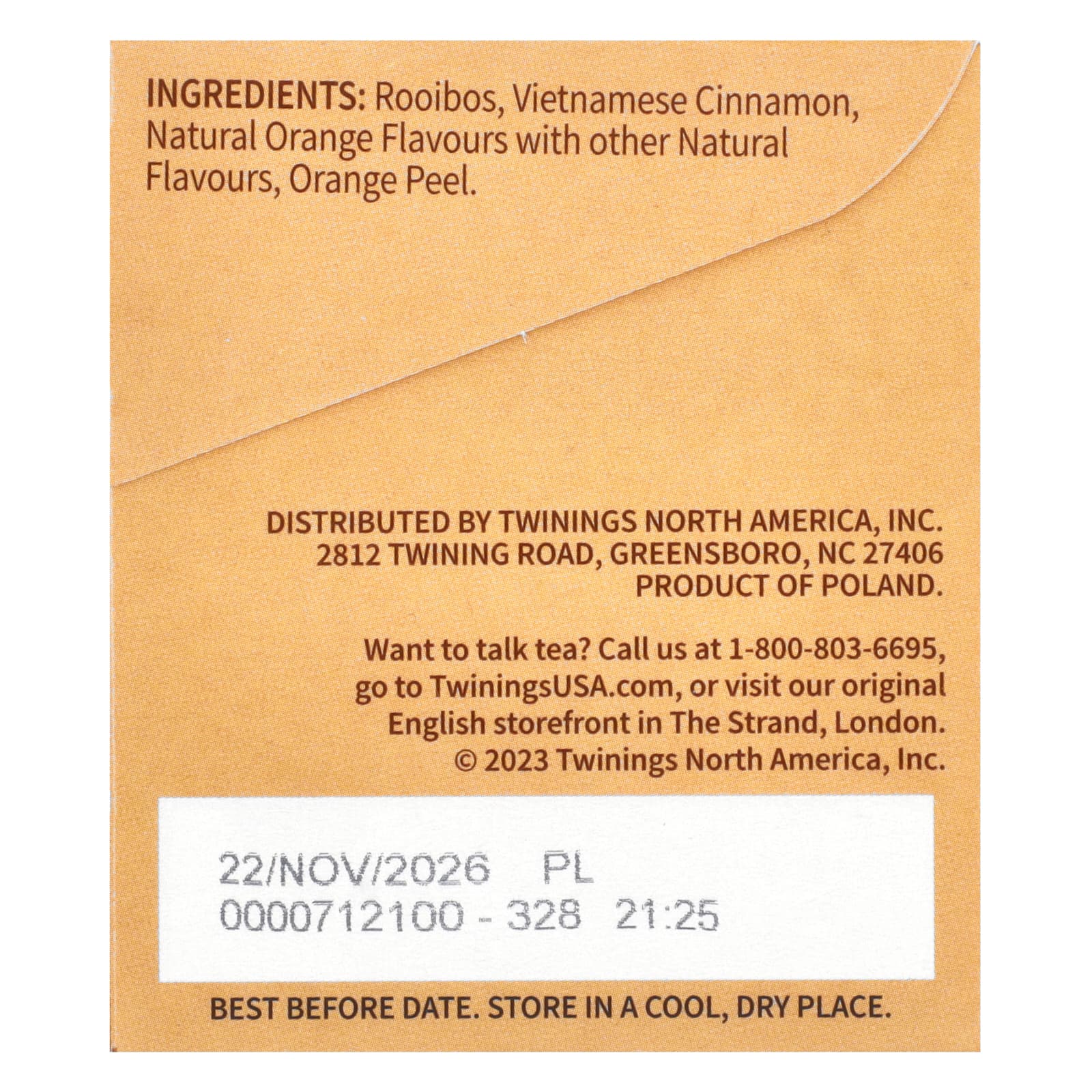 Twinings, травяной чай, апельсин и корица, без кофеина, 20 чайных пакетиков в индивидуальной упаковке, 40 г (1,41 унции)