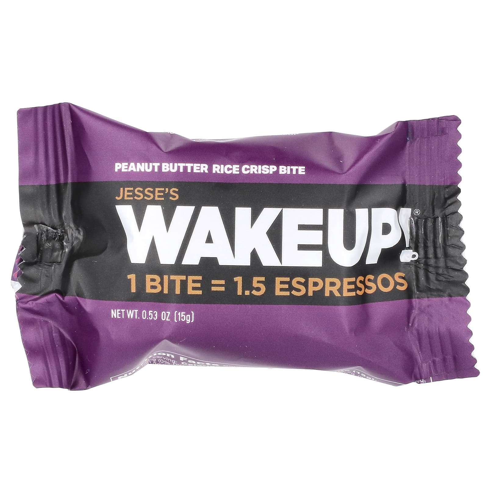 Jesse's WAKEUP!, Rice Crisp Bites, арахисовая паста, 8 пакетиков по 15 г (0,53 унции)